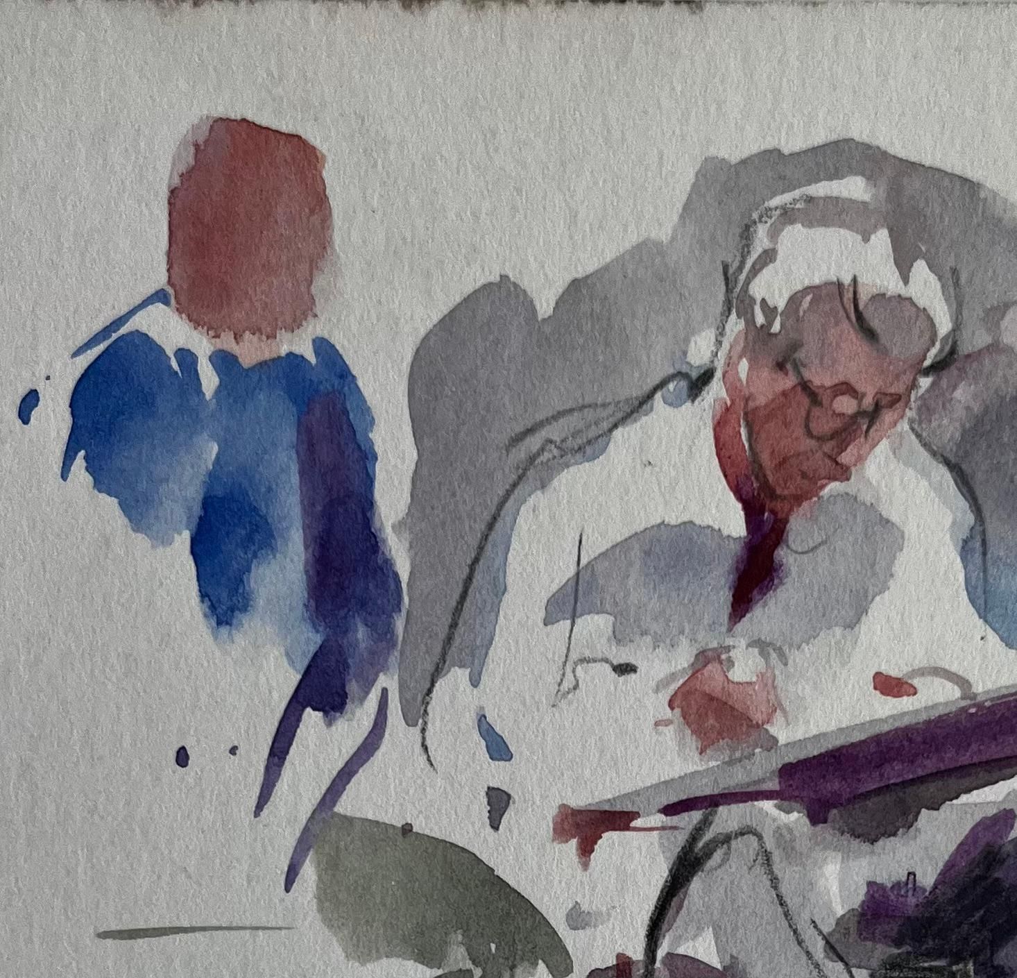 Pierre Neveuartist Sketching Seated Figure Study French Modernist Watercolor photo Art