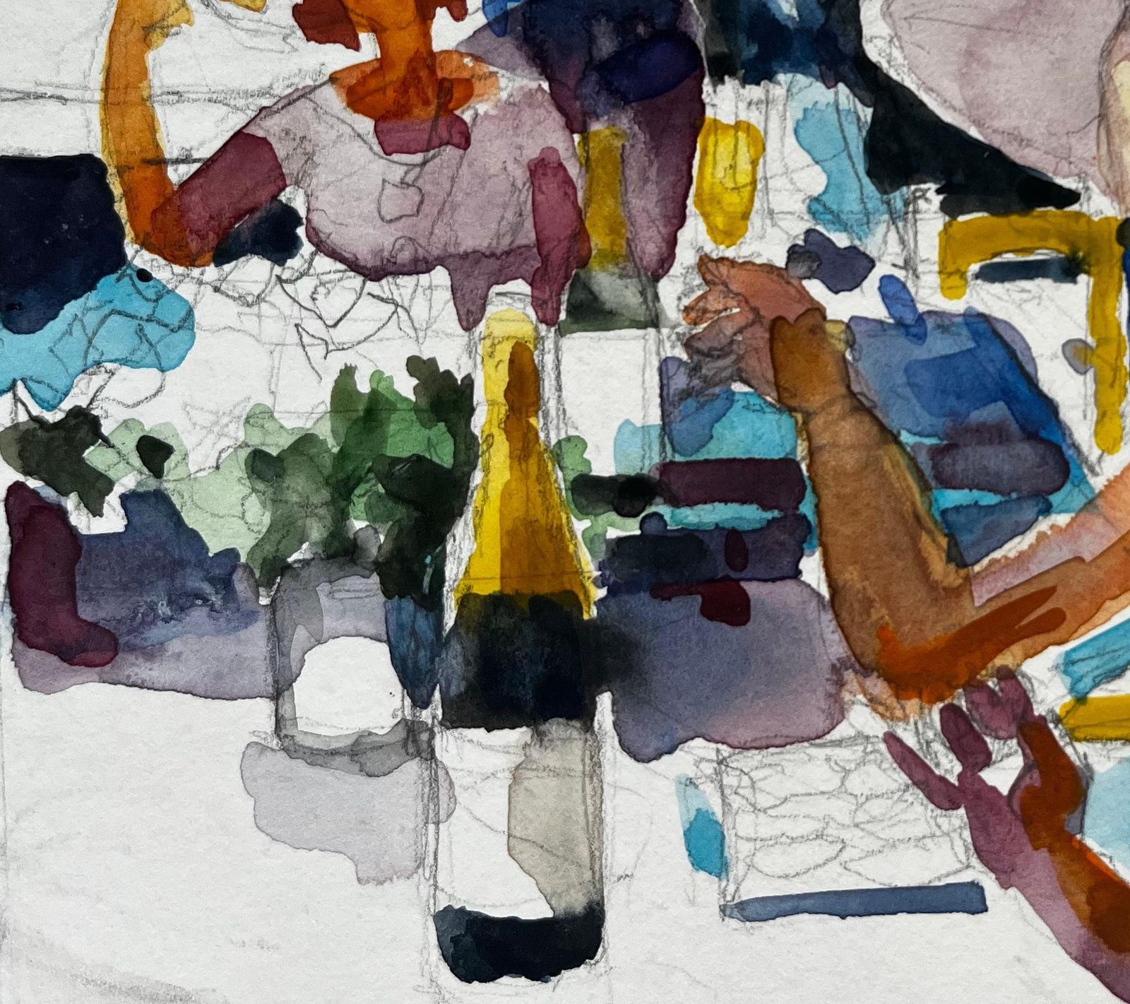 Pierre Neveuchampagne Garden Party French Modernist Watercolor Figures At Table photo vinterior