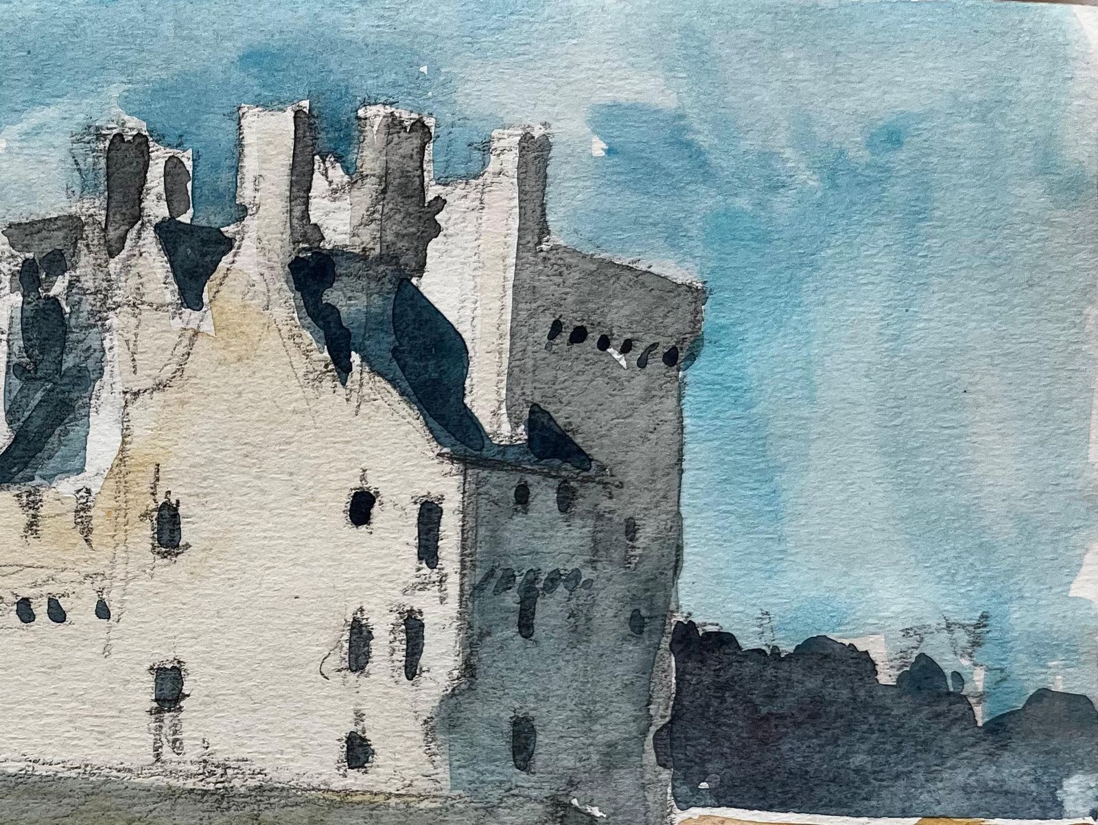 Pierre Neveuchateau De Montsoreau Loire Valley French Castle Watercolor Landscape Artwork photo 550.0