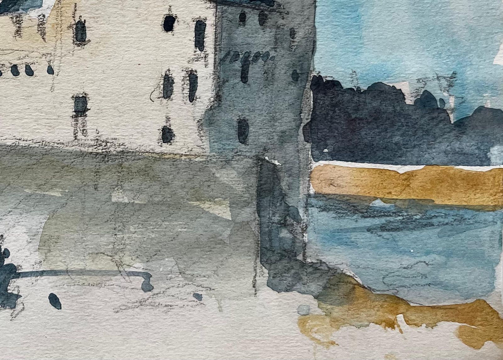 Pierre Neveuchateau De Montsoreau Loire Valley French Castle Watercolor Landscape Artwork photo vinterior