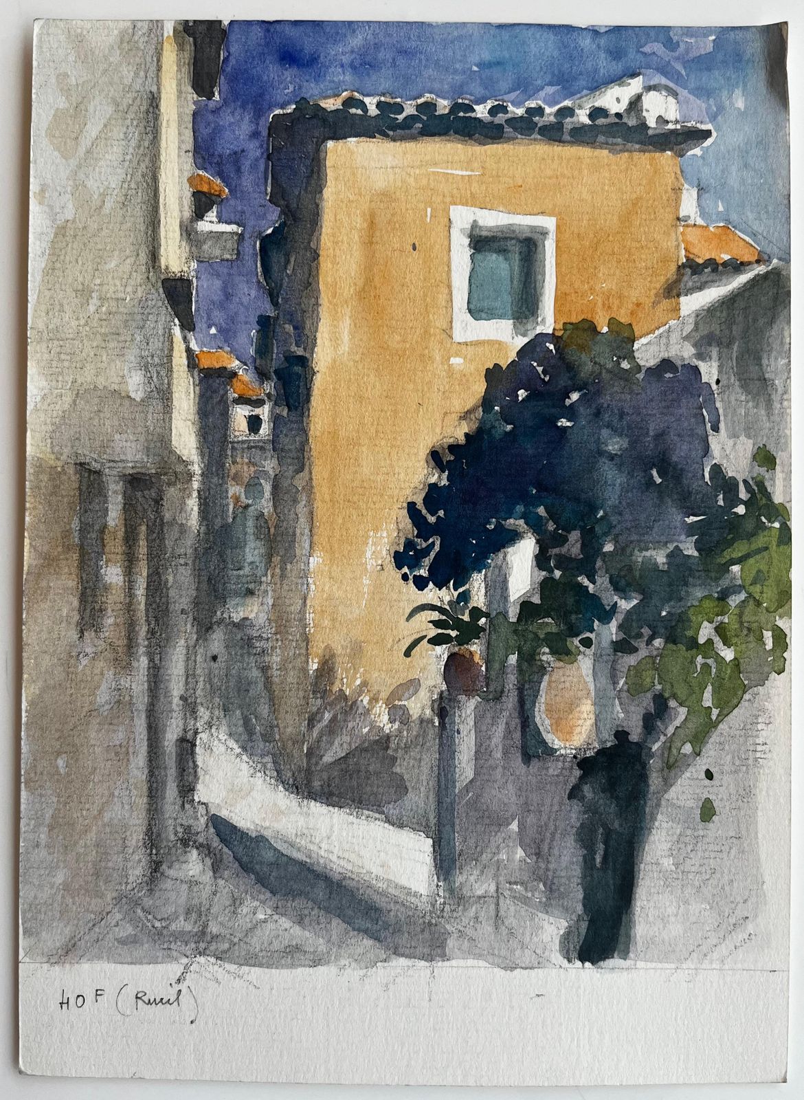 Pierre Neveusunlit Provence Street With Ochre House And Shaded Alley French Village Scene photo furniture