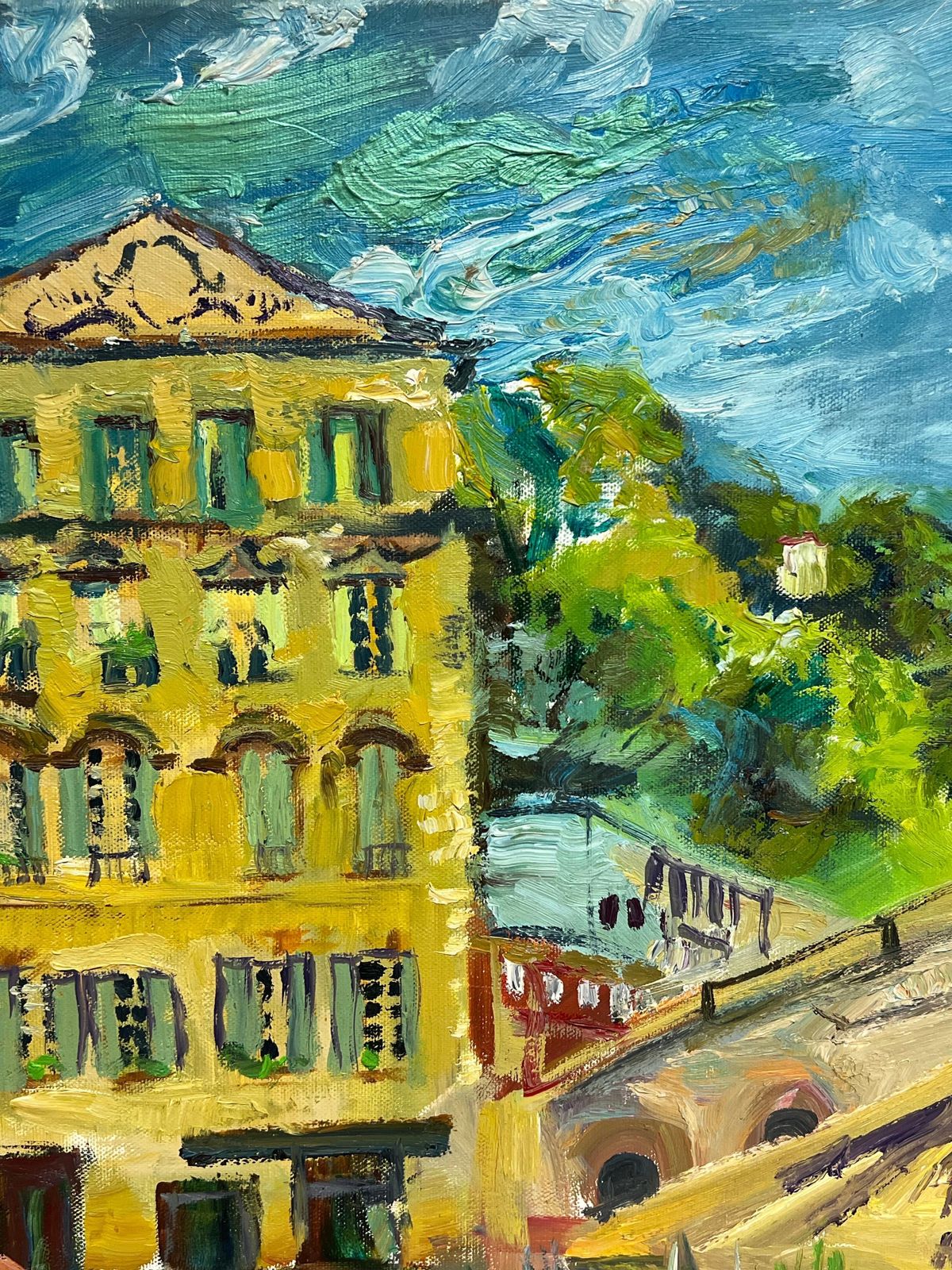 Robert Savarycours Saleya Nice Market Old Town Signed Original Vibrant Oil Paintingc.198's photo furniture