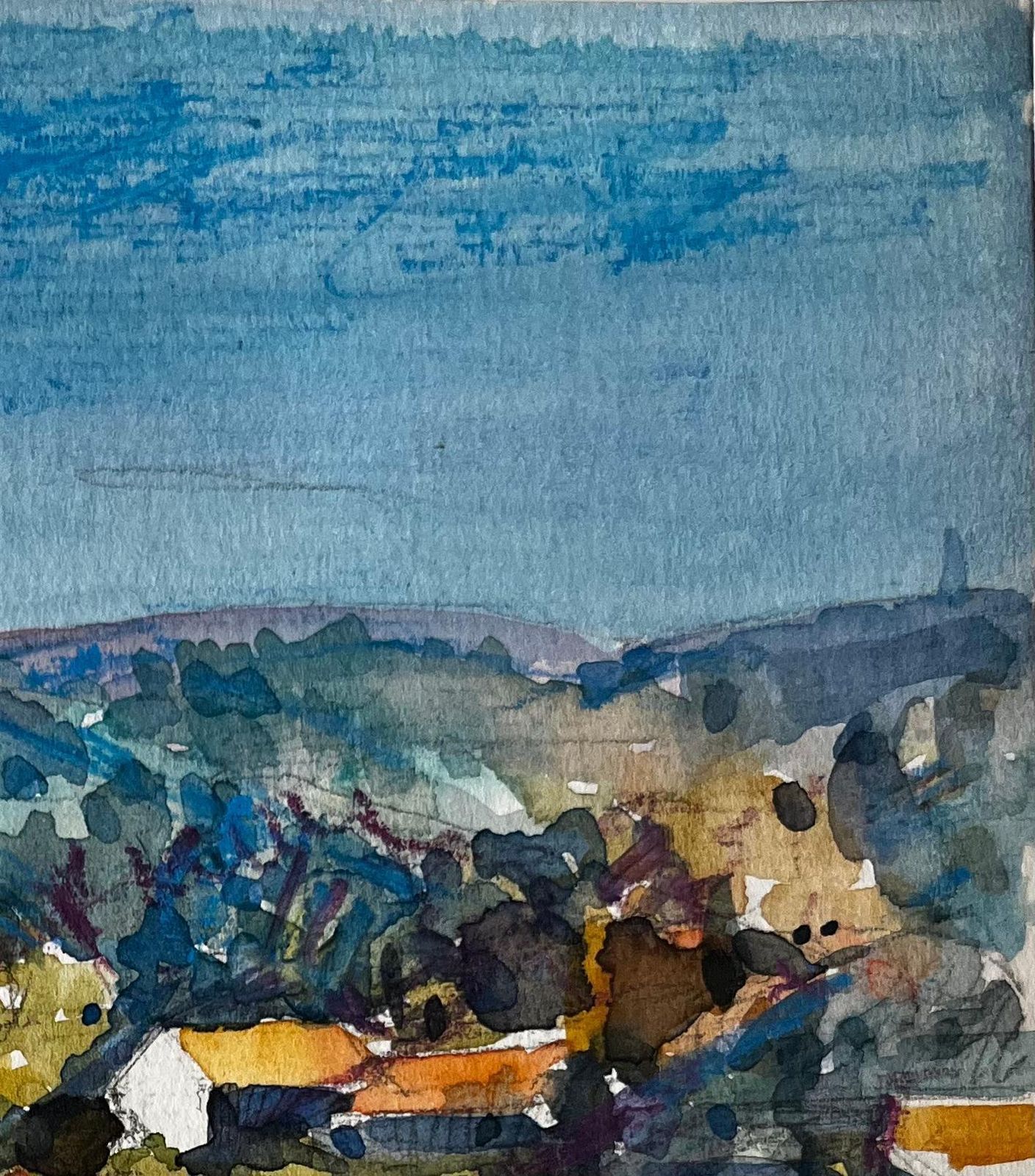 Pierre Neveuluberon Hillside View Lacostec French Landscape Rooftops Trees And Blue Sky photo vinterior