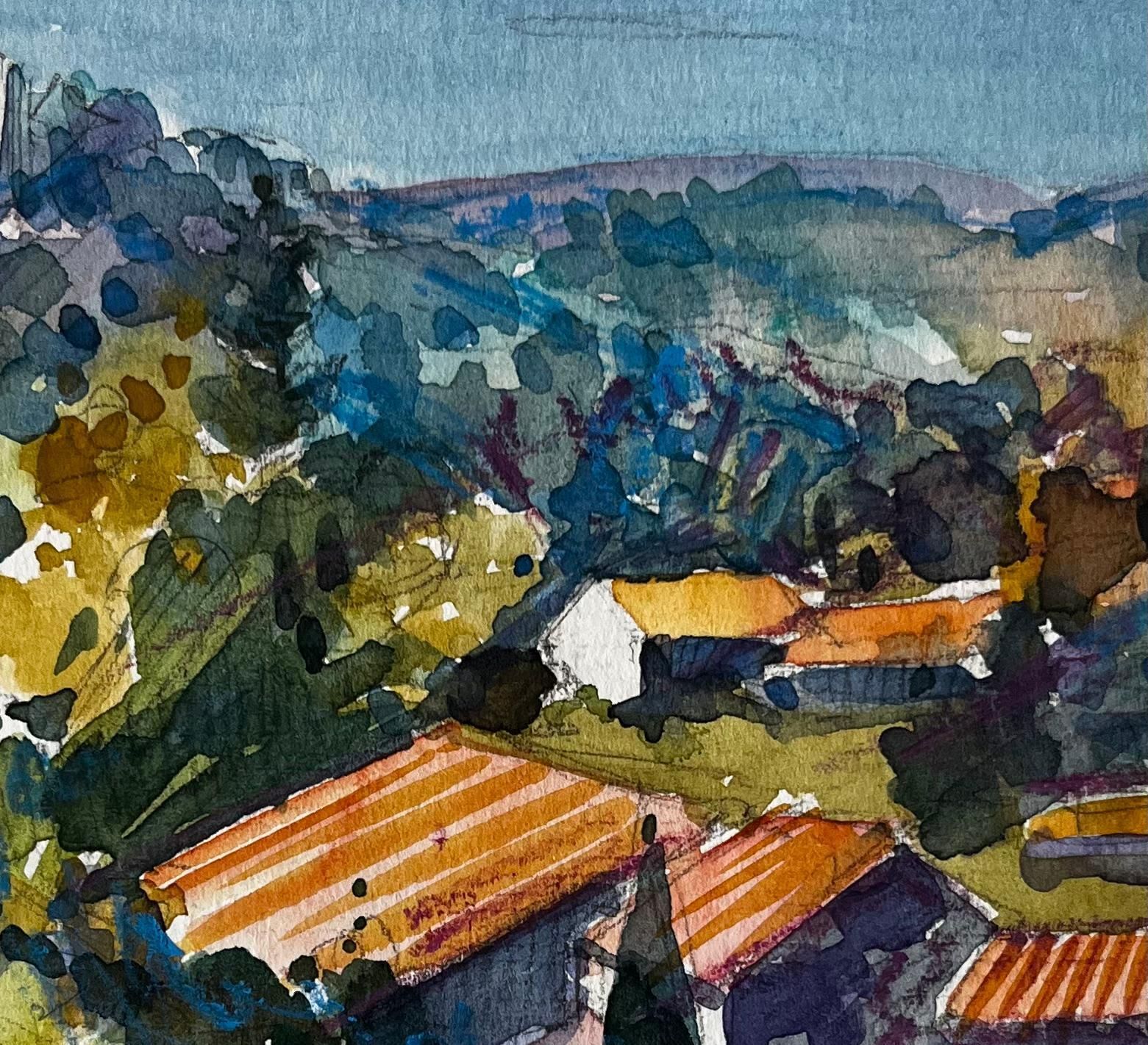 Pierre Neveuluberon Hillside View Lacostec French Landscape Rooftops Trees And Blue Sky photo buy