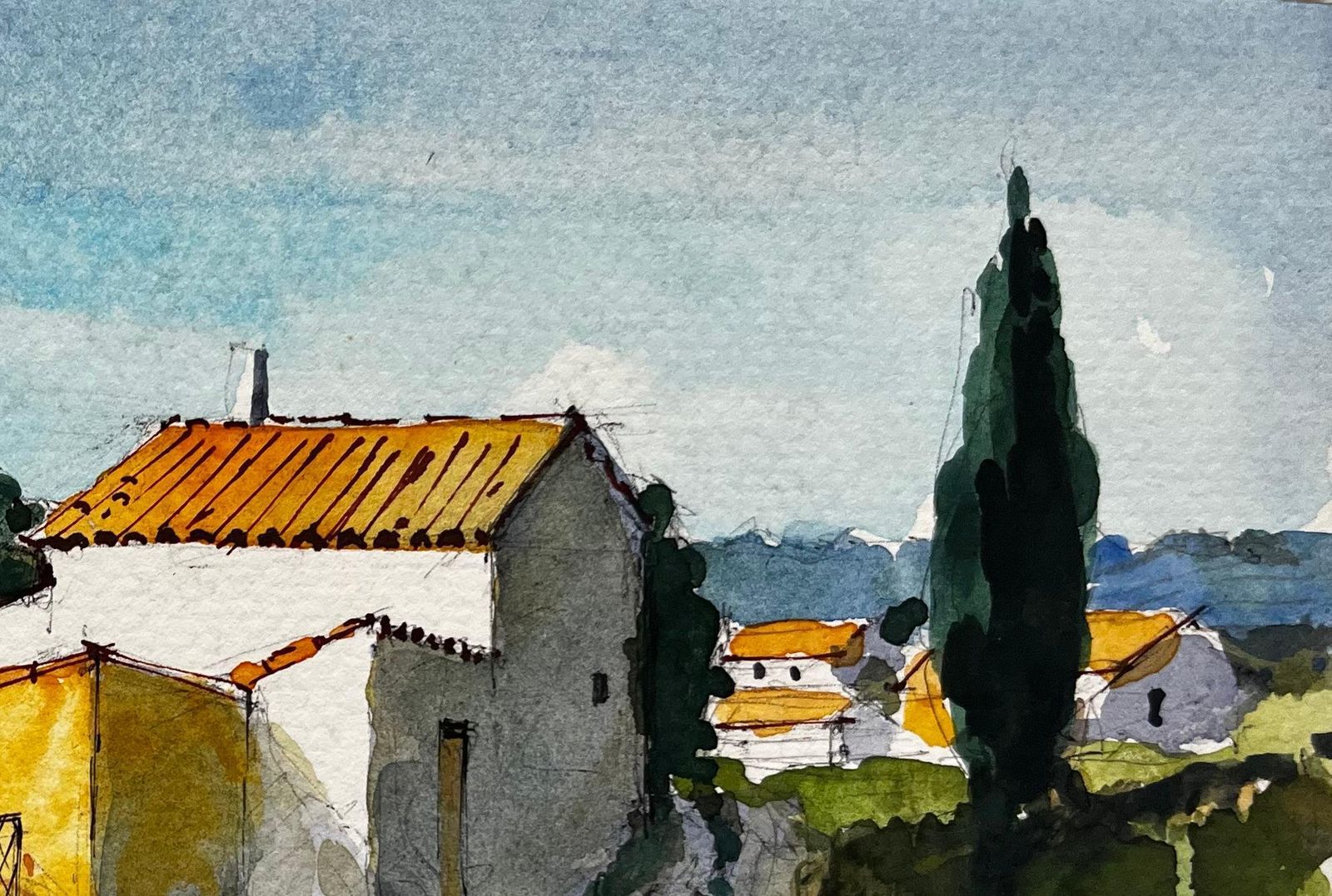 Pierre Neveusablet Provence Village Sunlit Houses Cypress Tree And Summer Landscape photo for sale