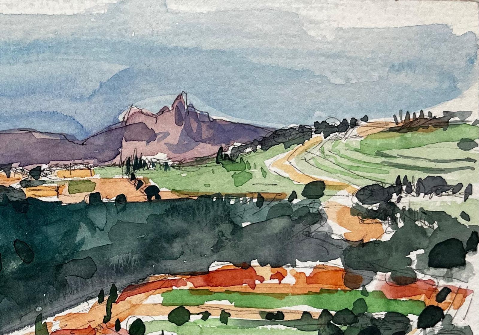 Pierre Neveules Dentelles Provençal Landscape Rolling Hills Vineyards And Mountains photo for sale