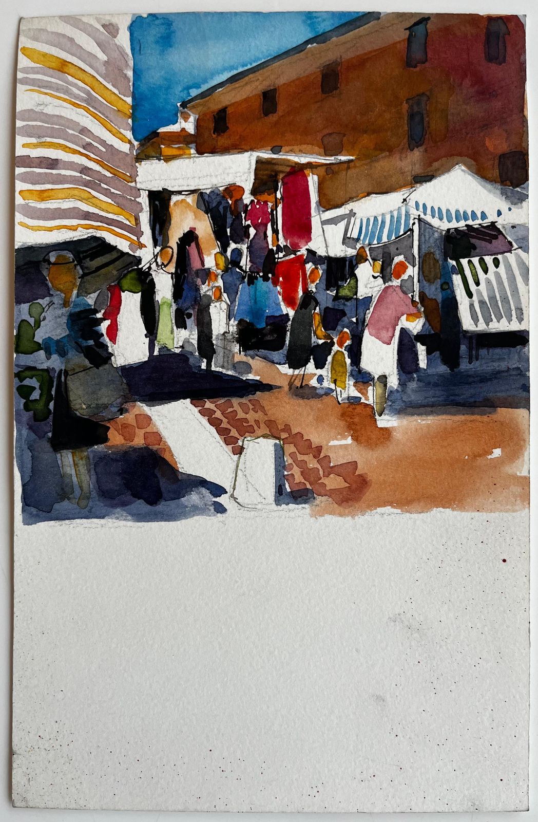 Pierre Neveufrench Street Market Scene Colourful Figures Stalls And Sunlit Architecture photo for sale