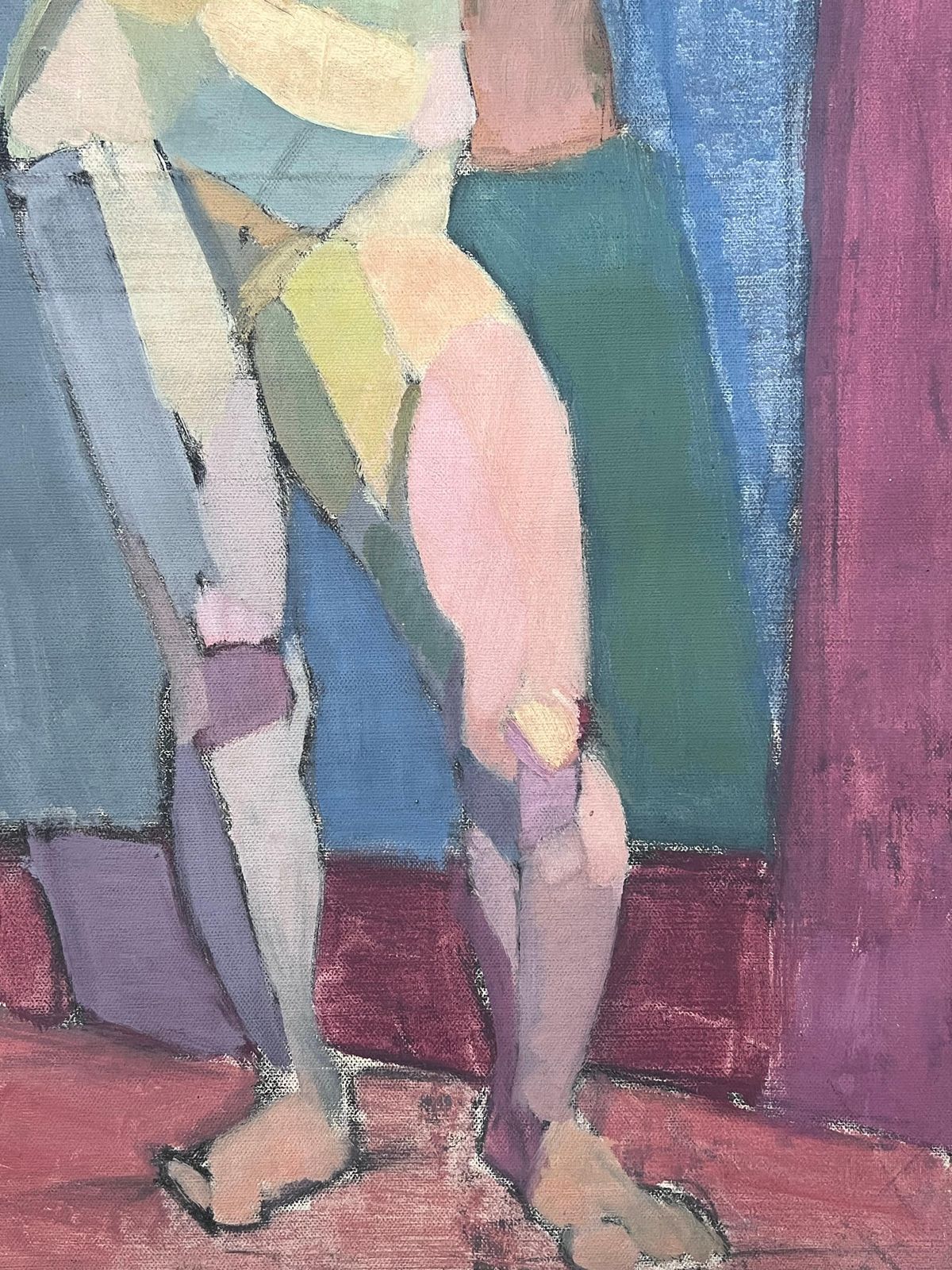 Laure Noetzin Azam (French 1929 2024)fine Mid 20th Century French Cubist Oil Painting Nude Woman Standing photo vinterior