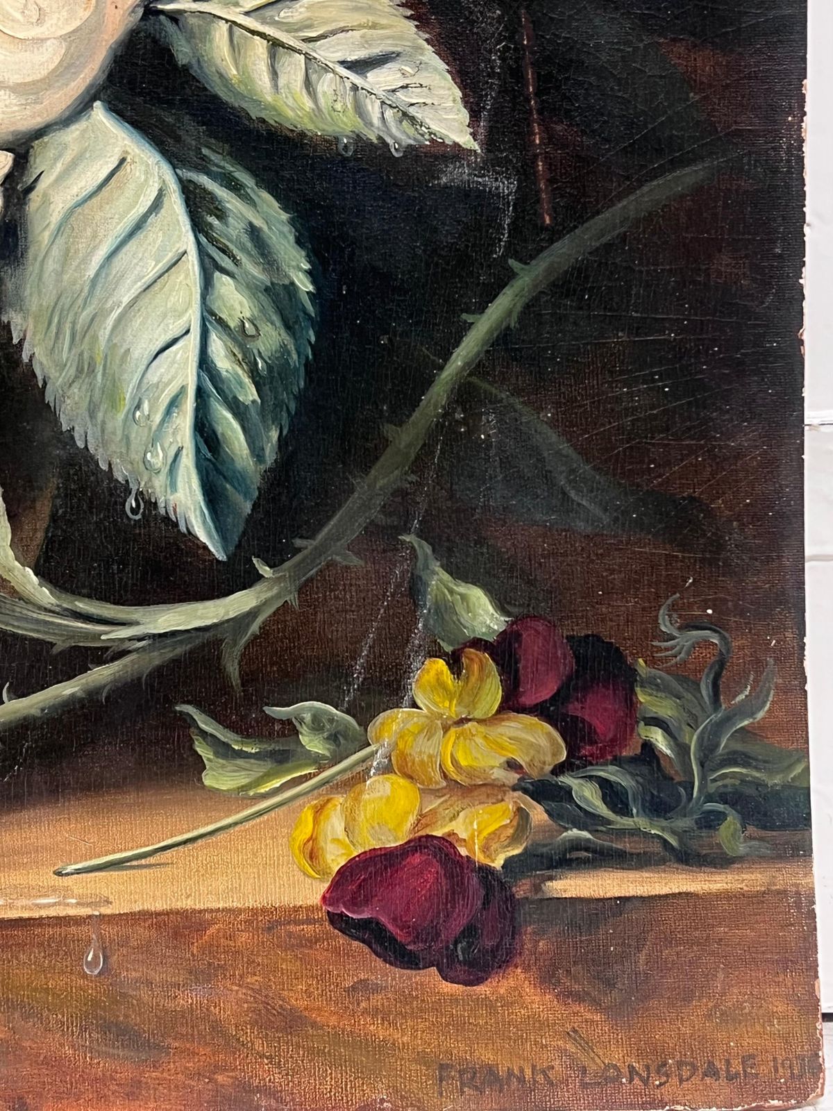 Frank Lonsdalefine Classical Still Life Of Ornate Flowers On Marble Plinth Signed English Oil1936 photo vintage