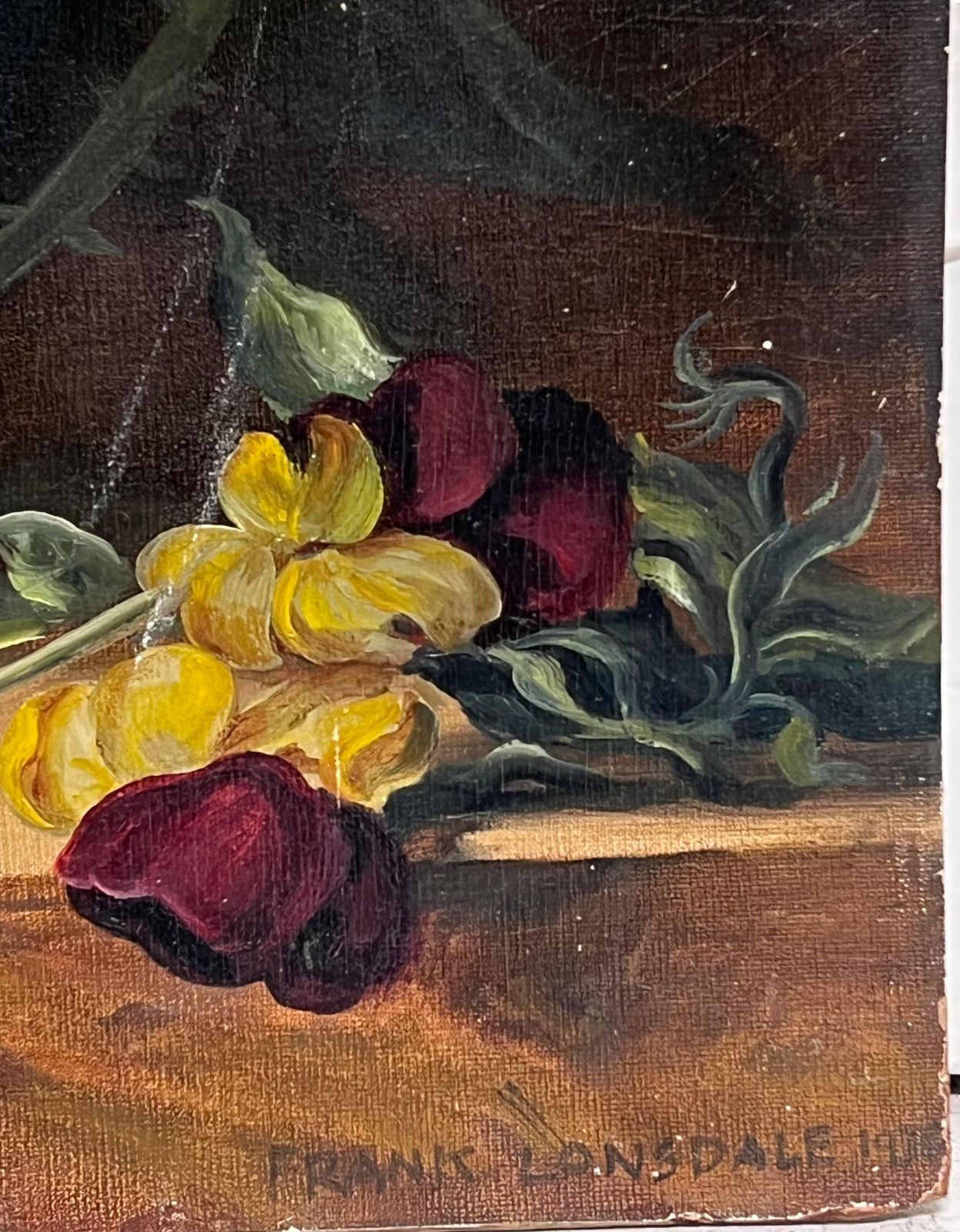 photo furniture Frank Lonsdalefine Classical Still Life Of Ornate Flowers On Marble Plinth Signed English Oil1936