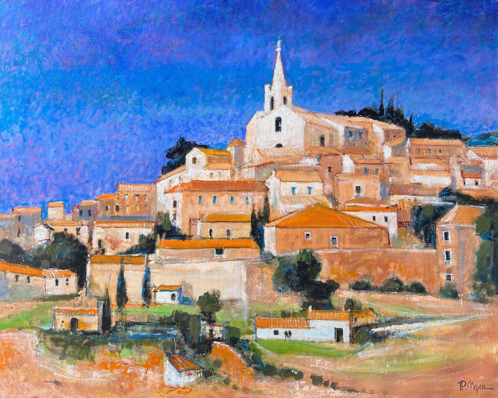 Pierre Neveuhuge French Contemporary Oil Painting Bonnieux Luberon Provence Village