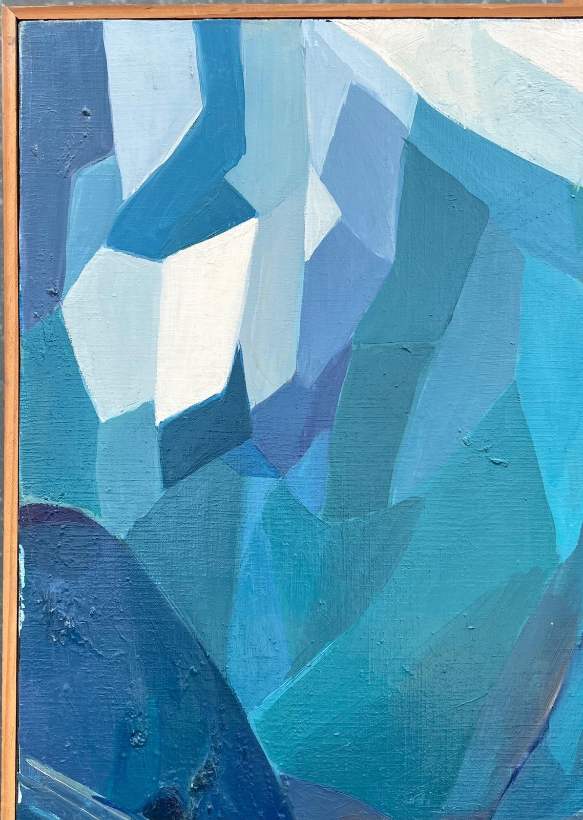 Jacqueline Verdet (1931 2023)huge French Contemporary Modernist Abstract Oil Painting Blue Girl In Deckchair photo 2443.0
