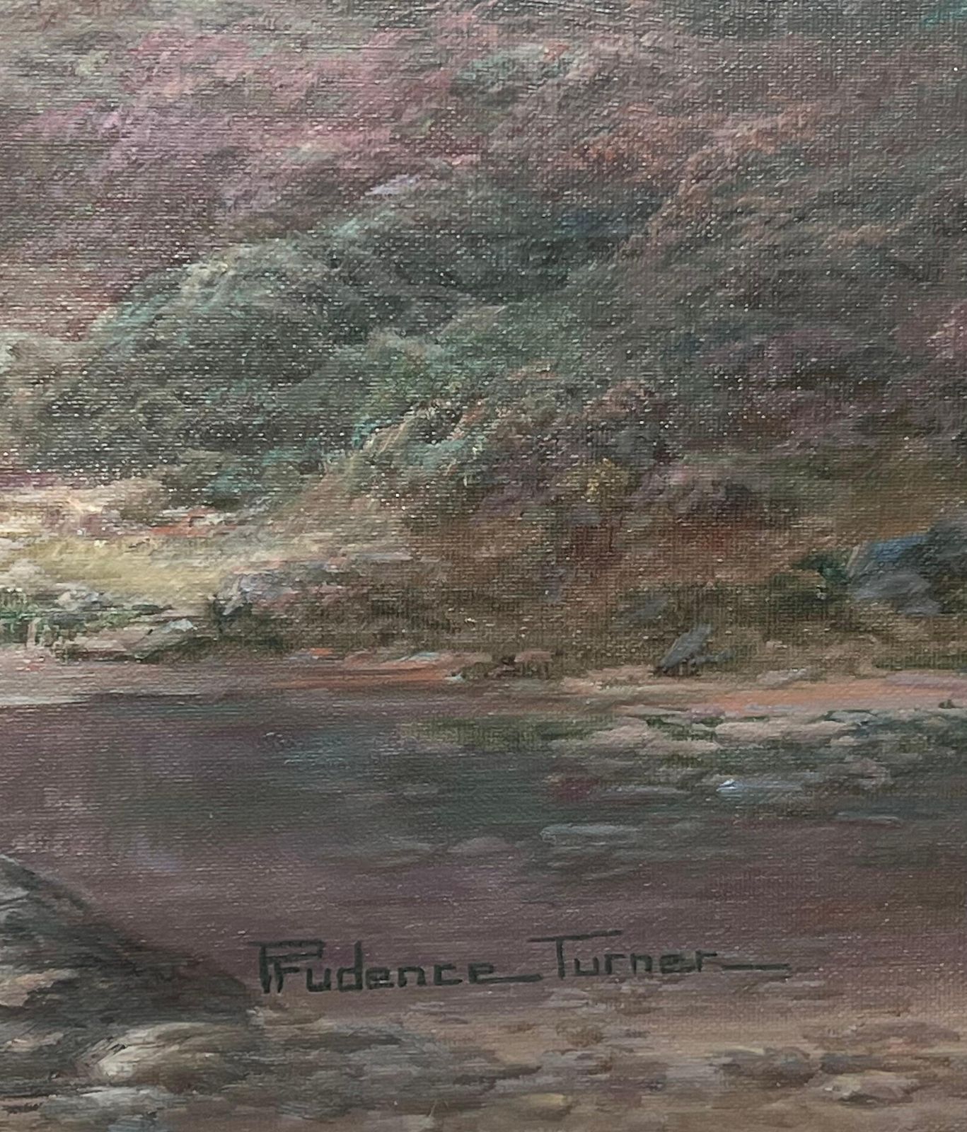 Prudence Turnerhuge Scottish Oil Painting Stags In Mountainous Autumn Landscape Signed Framedc. 1970's photo for sale