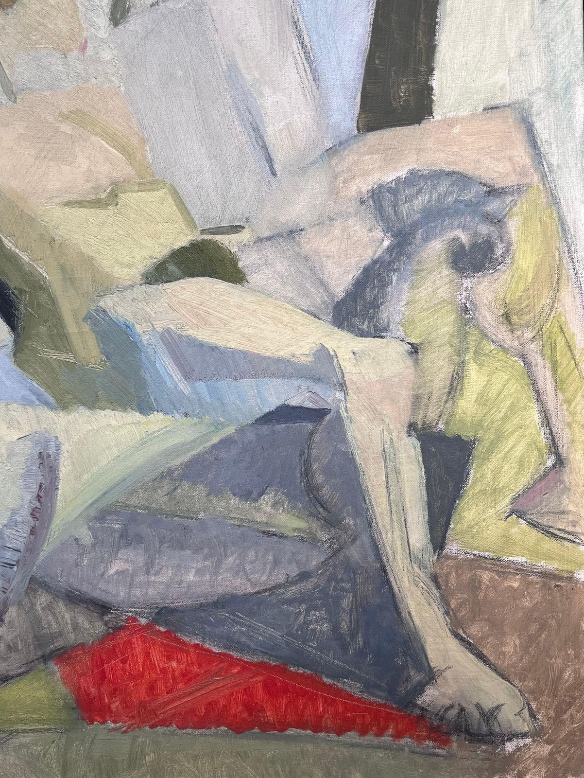 Laure Noetzin Azam (French 1929 2024)mid 20th Century French Modernist Cubist Oil Painting Female Nude Artists Model photo vintage