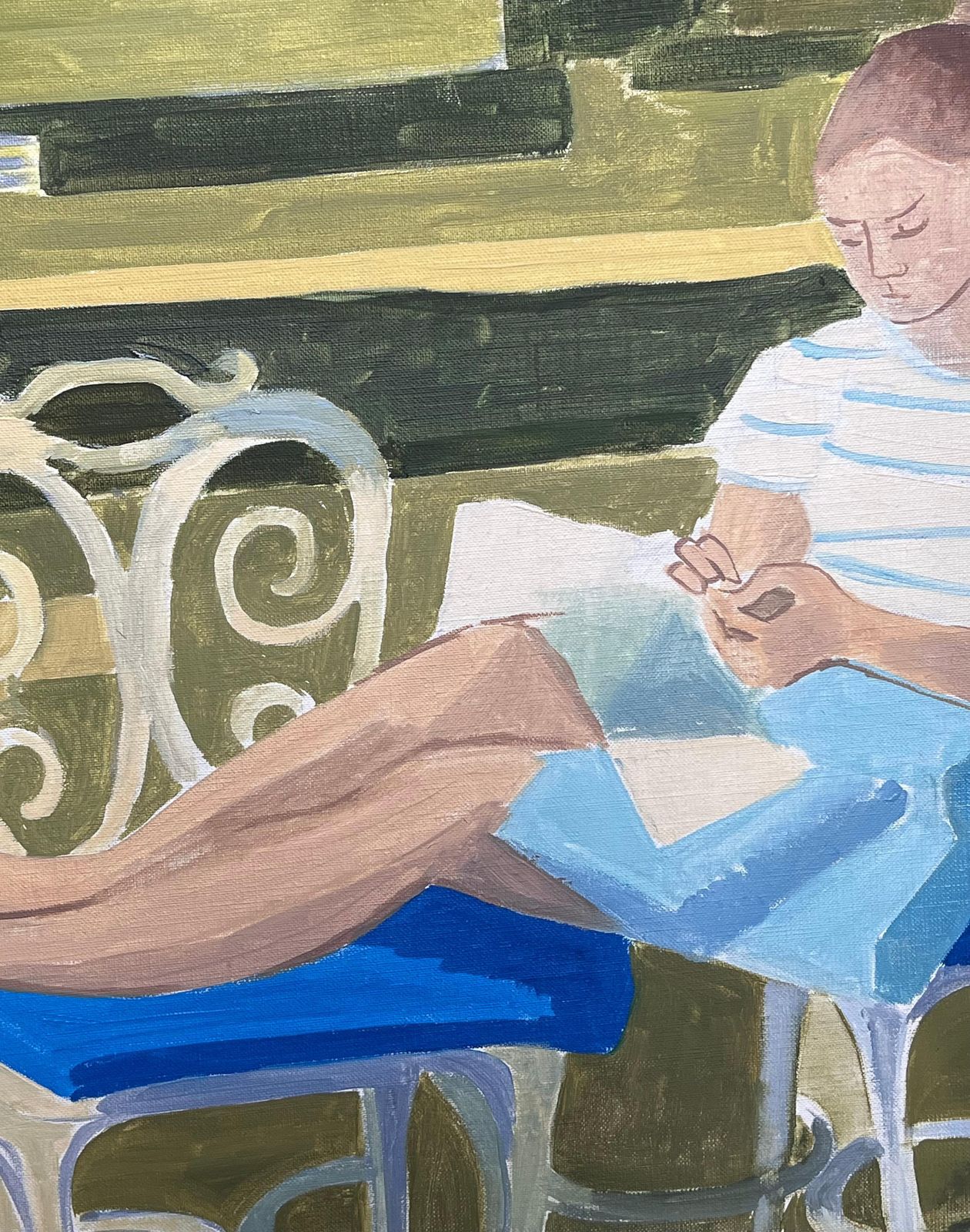 Laure Noetzin Azam (French 1929 2024)fine 20th Century French Modernist Oil Painting Young Woman Reading In Garden photo for sale