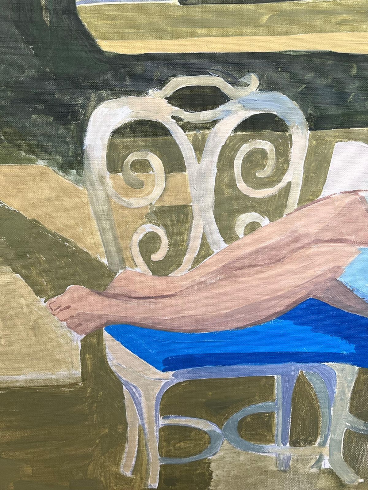 Laure Noetzin Azam (French 1929 2024)fine 20th Century French Modernist Oil Painting Young Woman Reading In Garden photo Art