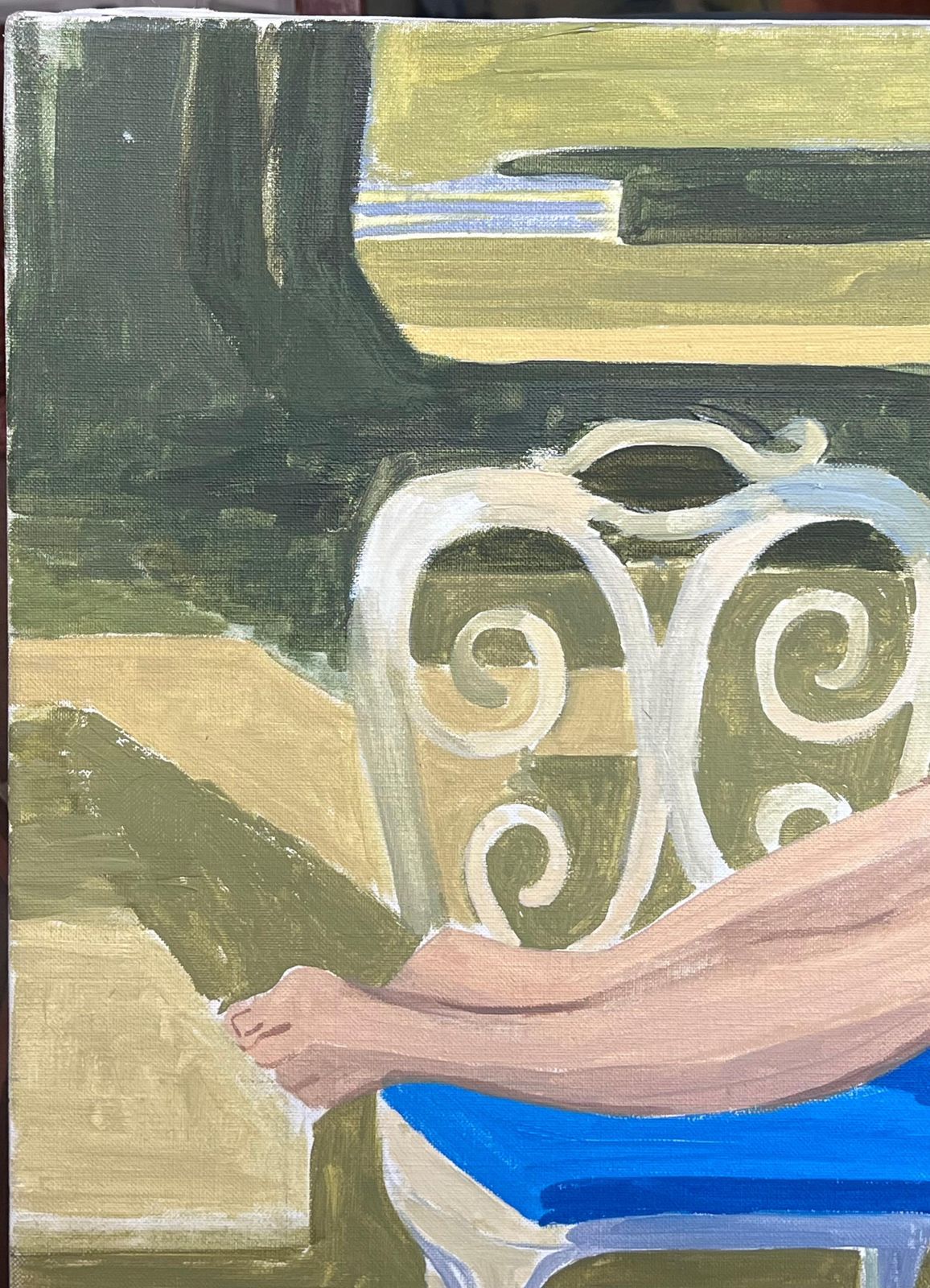 Laure Noetzin Azam (French 1929 2024)fine 20th Century French Modernist Oil Painting Young Woman Reading In Garden photo buy