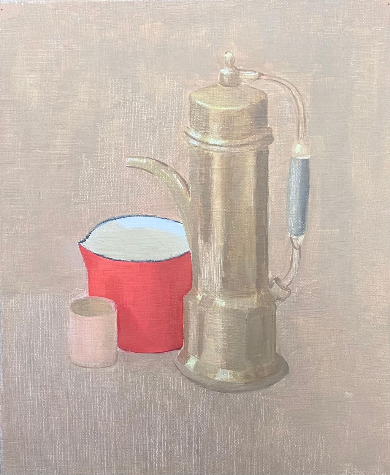 Laure Noetzin Azam (French 1929 2024)20th Century French Modernist Oil Painting Coffee Pot & Cup Still Life