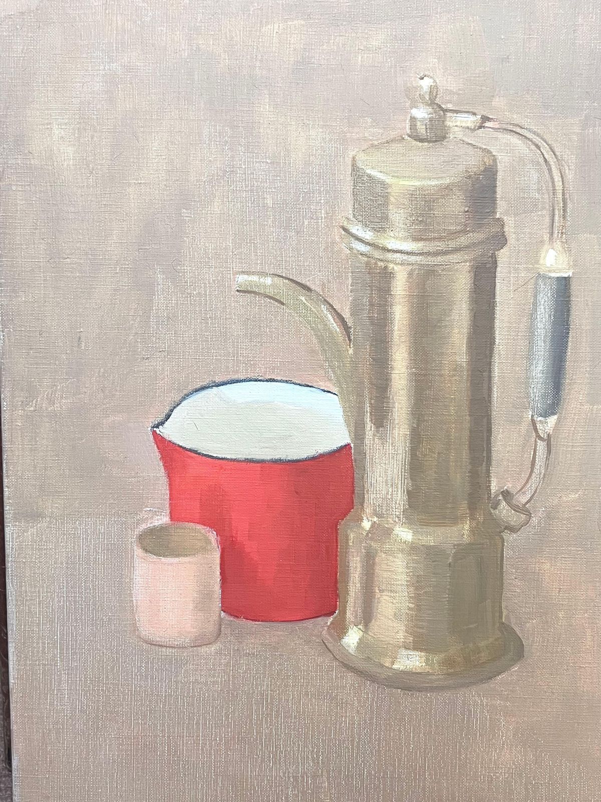 Laure Noetzin Azam (French 1929 2024)20th Century French Modernist Oil Painting Coffee Pot & Cup Still Life photo for sale
