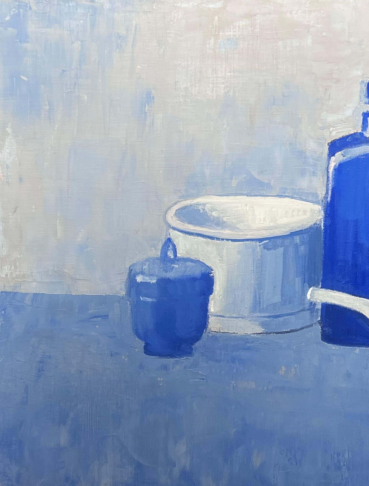 Laure Noetzin Azam (French 1929 2024)still Life In Blue 20th Century French Modernist Oil Painting photo 816.0