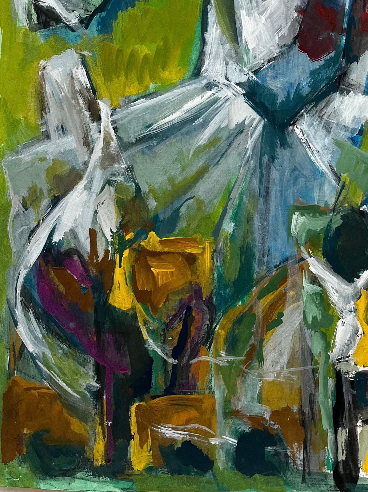 Guy Nicod Abstract Expressionist Figures Dynamic French Modernist Gouache Painting photo Art
