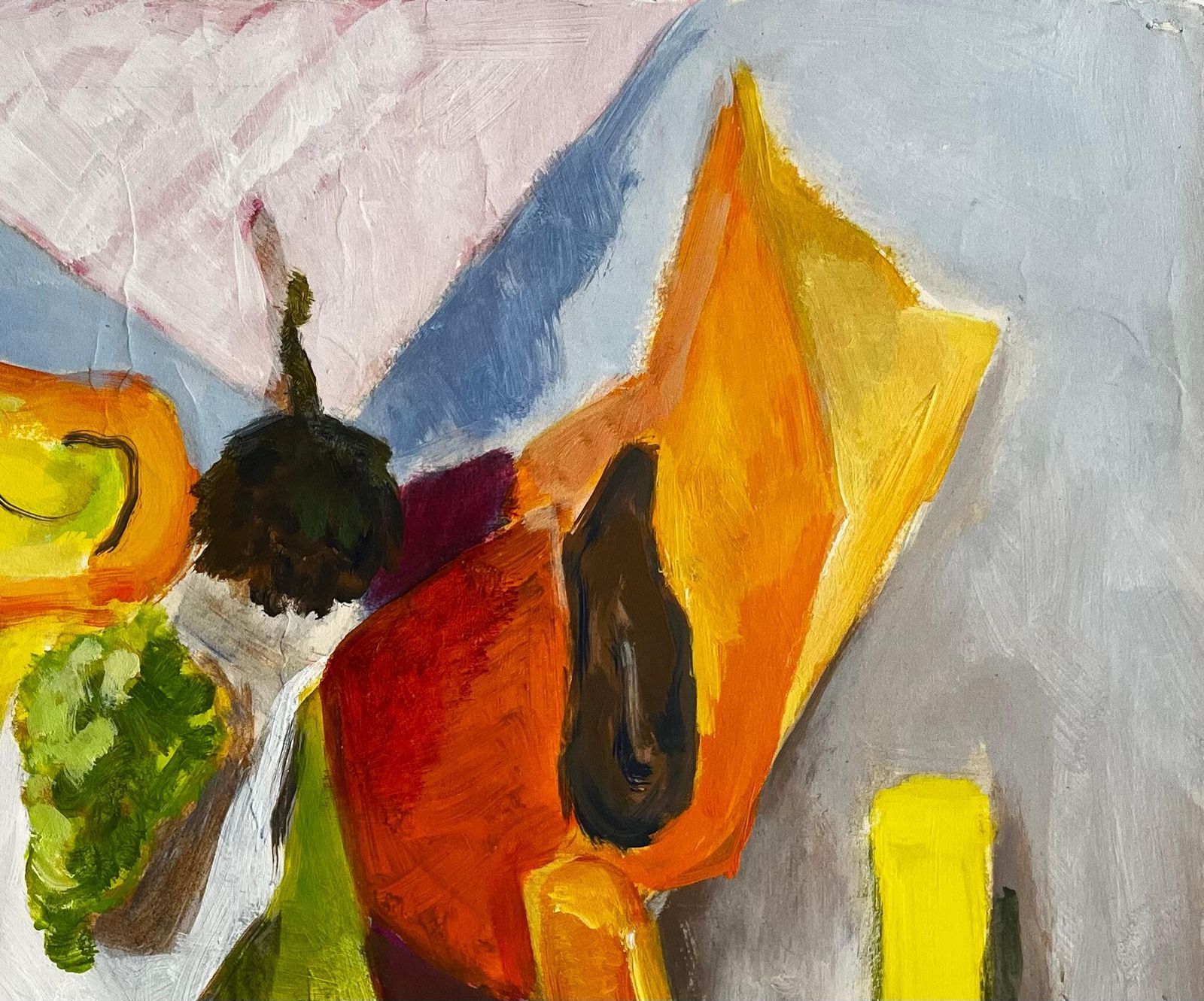 Guy Nicod Abstract Vegetable Still Life With Squash Broccoli And Courgettes Gouache photo for sale