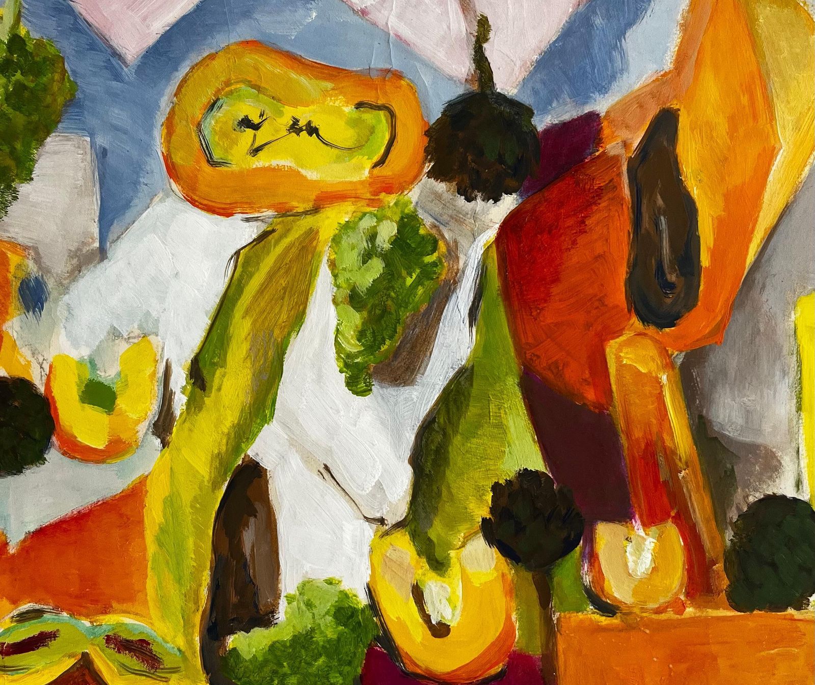 Guy Nicod Abstract Vegetable Still Life With Squash Broccoli And Courgettes Gouache photo buy
