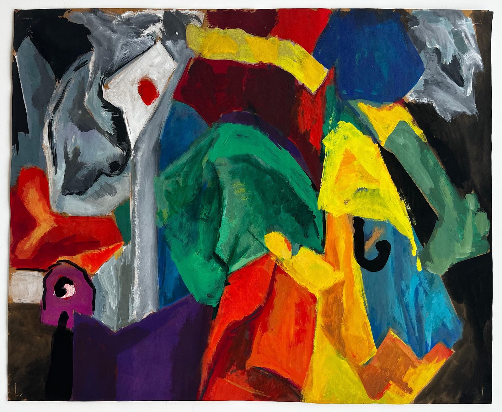 Guy Nicod Vibrant Abstract Expressionist Colour Field French Modernist Gouache photo furniture