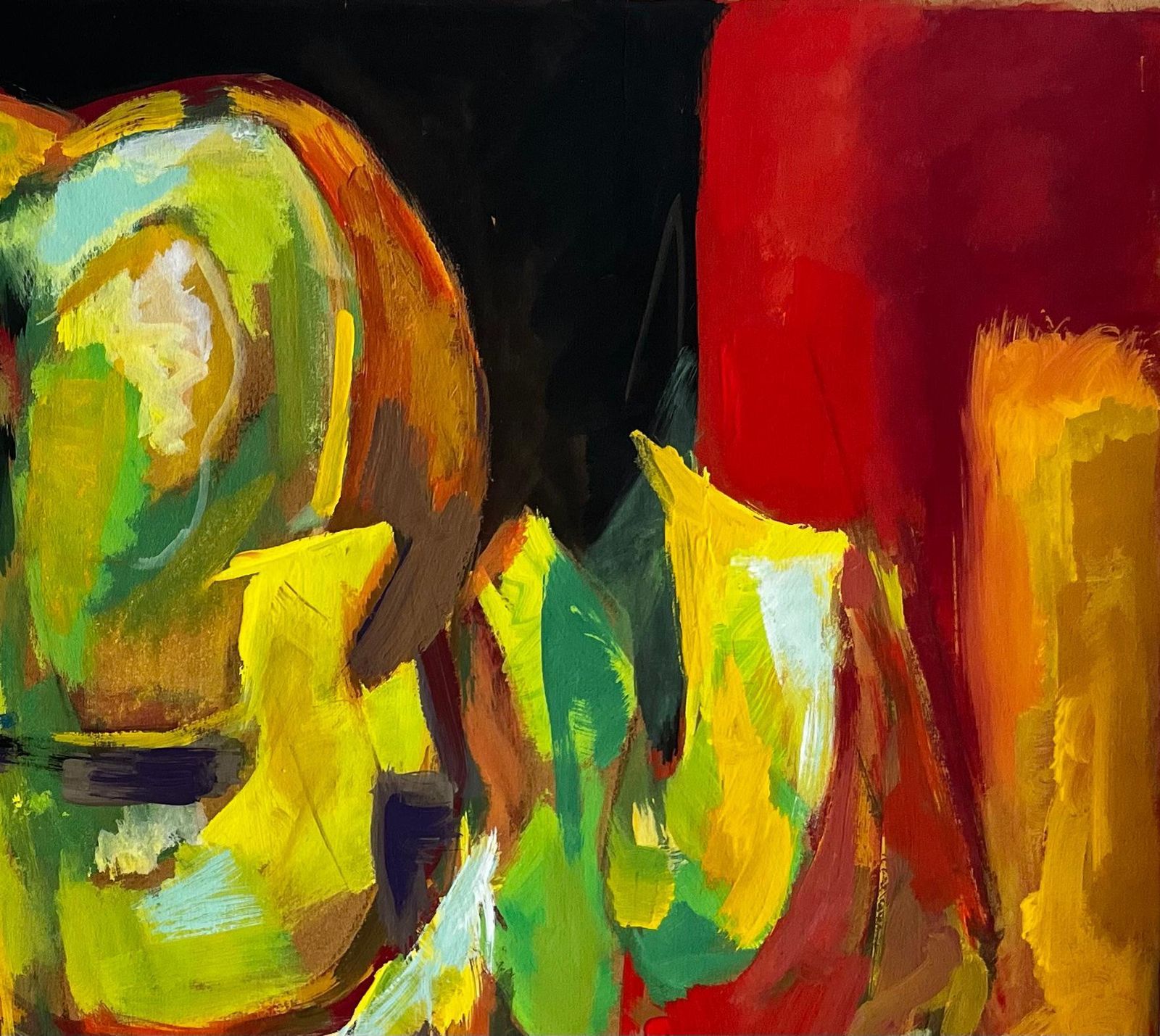 Guy Nicod Abstract Still Life With Melons Bold Colourful French Modernist Gouache photo Art