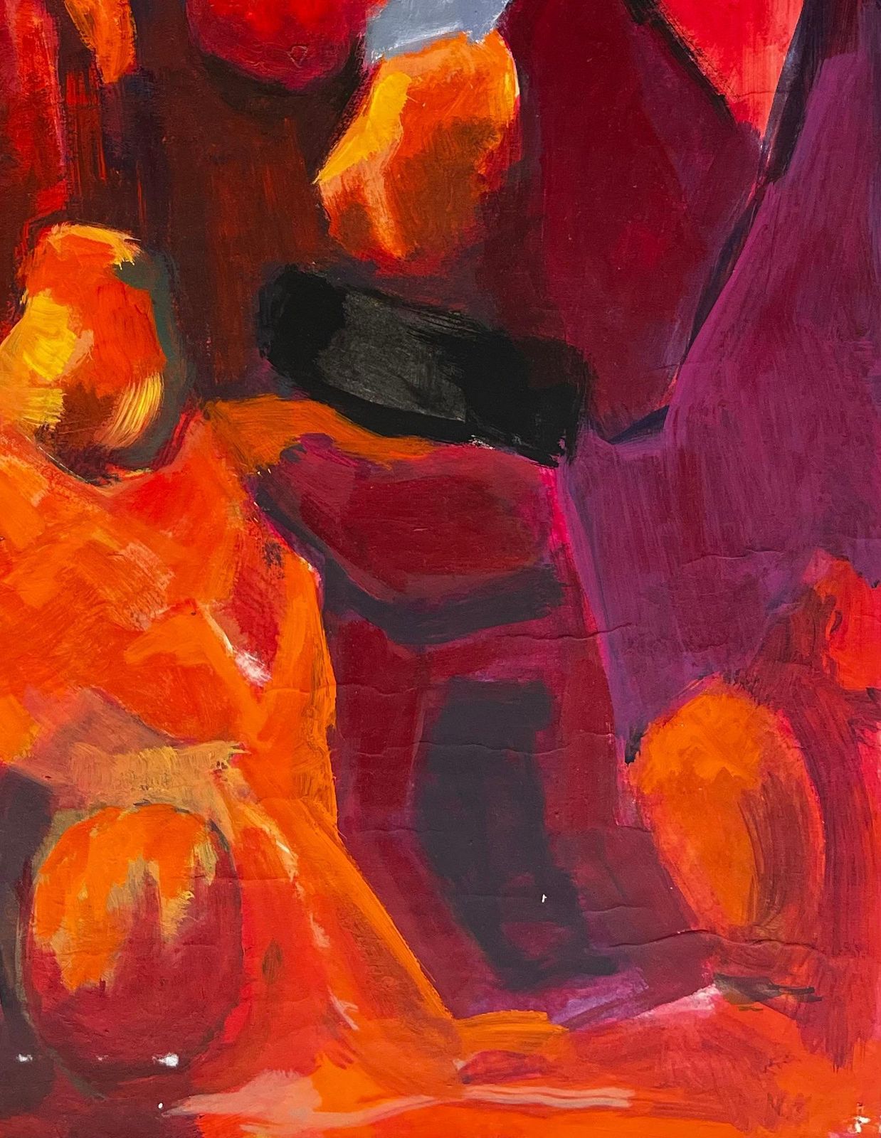 Guy Nicod Abstract Still Life With Pears Apples And Oranges Modernist Gouache photo 632.0