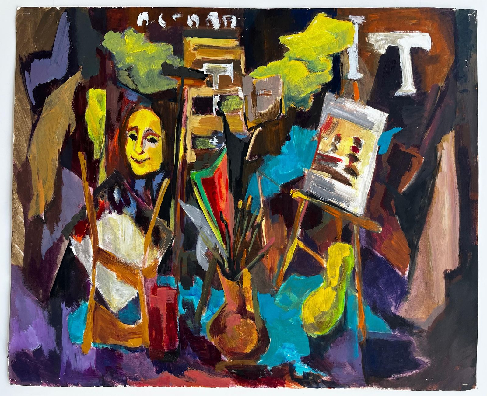 Guy Nicod Artist Studio Interior With Easels Portraits And Painting Tools French Modernist photo furniture