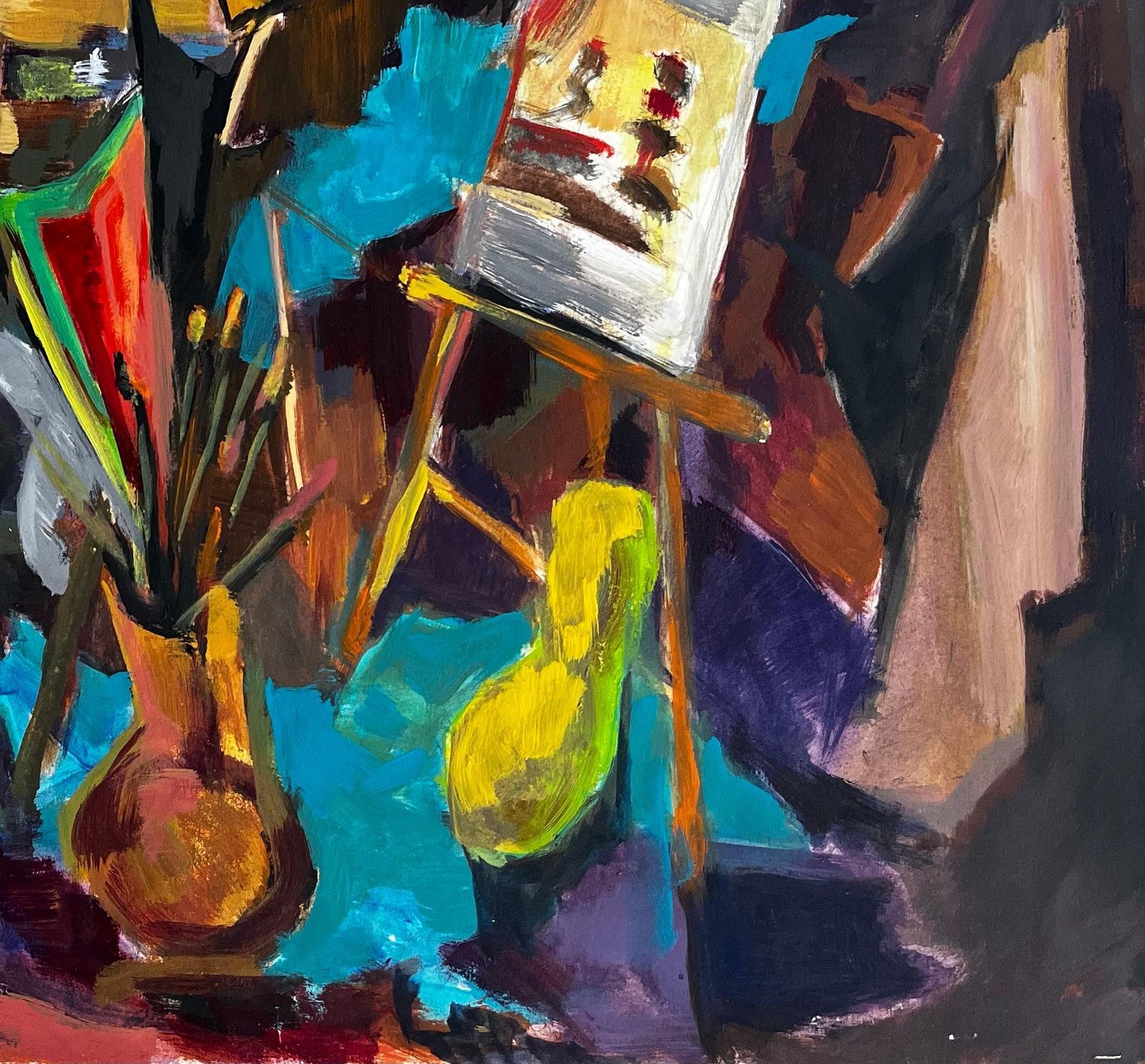 Guy Nicod Artist Studio Interior With Easels Portraits And Painting Tools French Modernist photo 692.0