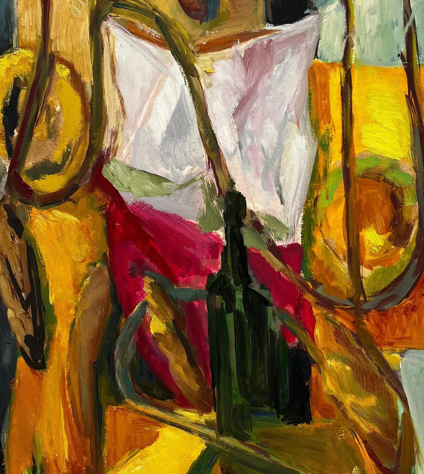 Guy Nicod Green Bottle Looping Rope Draped Fabrics And Yellow Red Forms French Modernist photo buy
