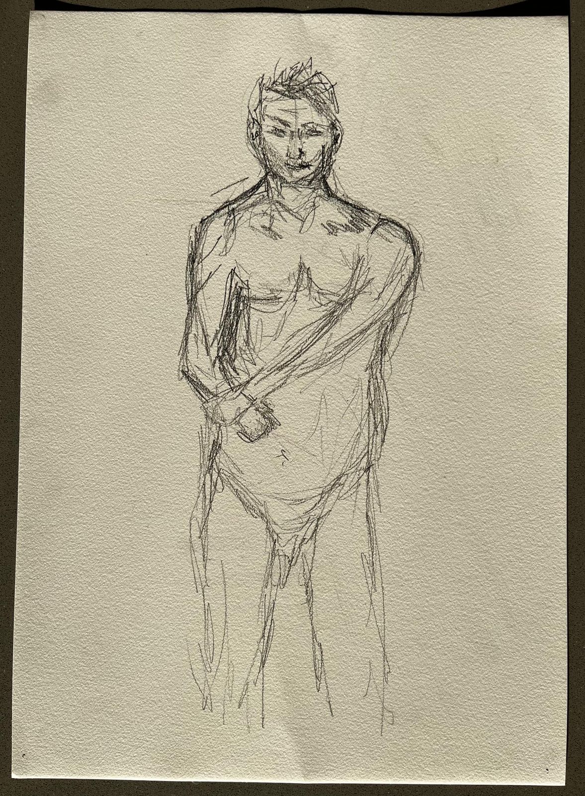 Minty Ramseystanding Nude Male Figure Front View Expressive Contemporary Life Drawing2025 photo furniture
