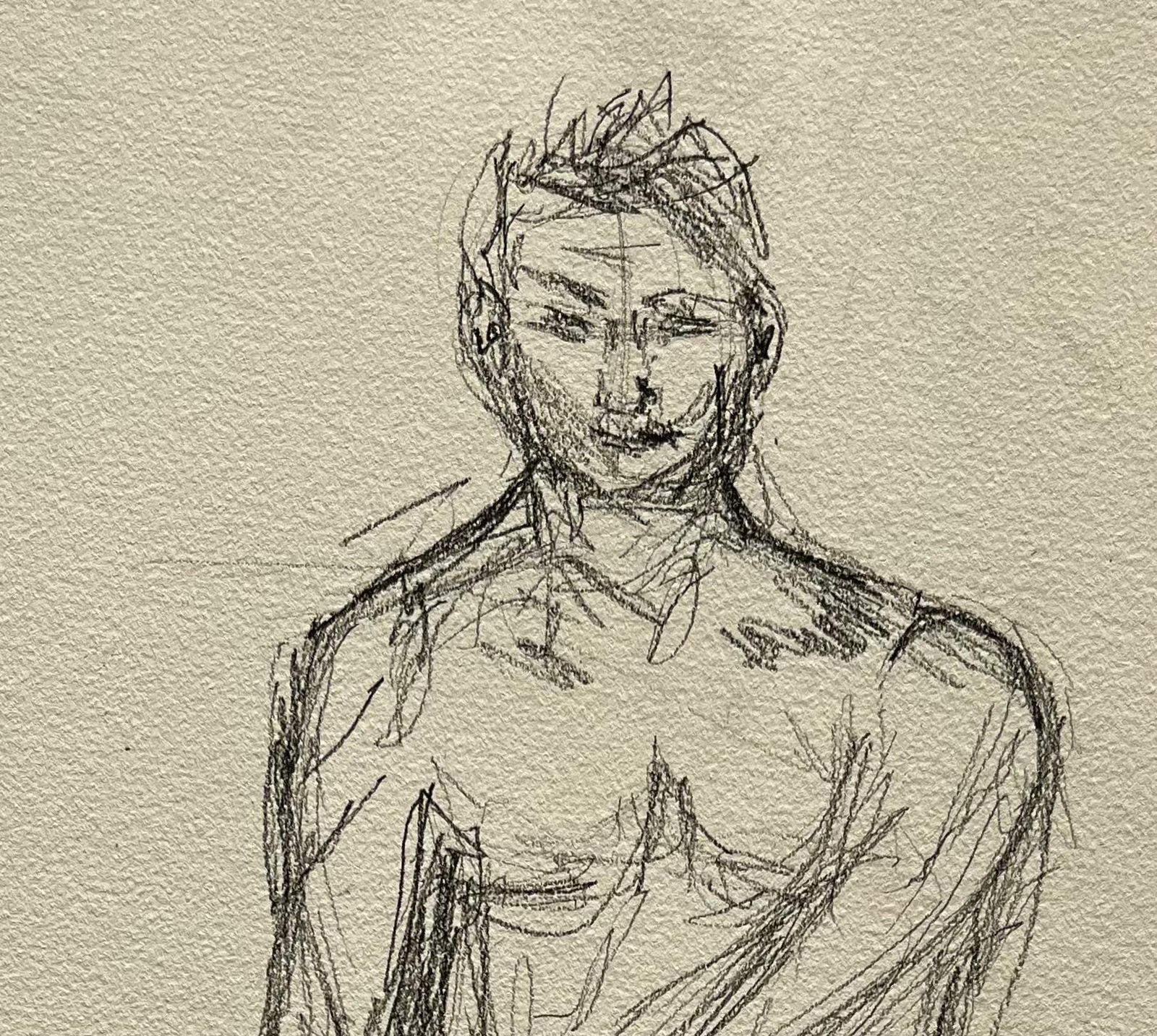 Minty Ramseystanding Nude Male Figure Front View Expressive Contemporary Life Drawing2025 photo for sale
