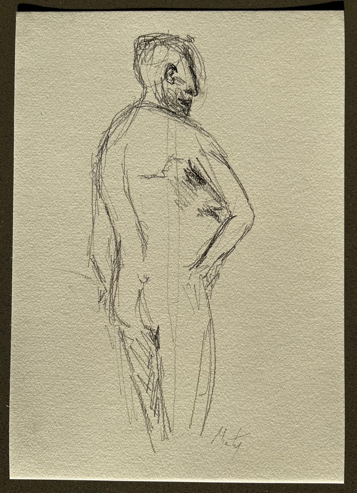 Minty Ramseyturning Nude Male Figure Sketch In Pencil On Paper2025 photo furniture