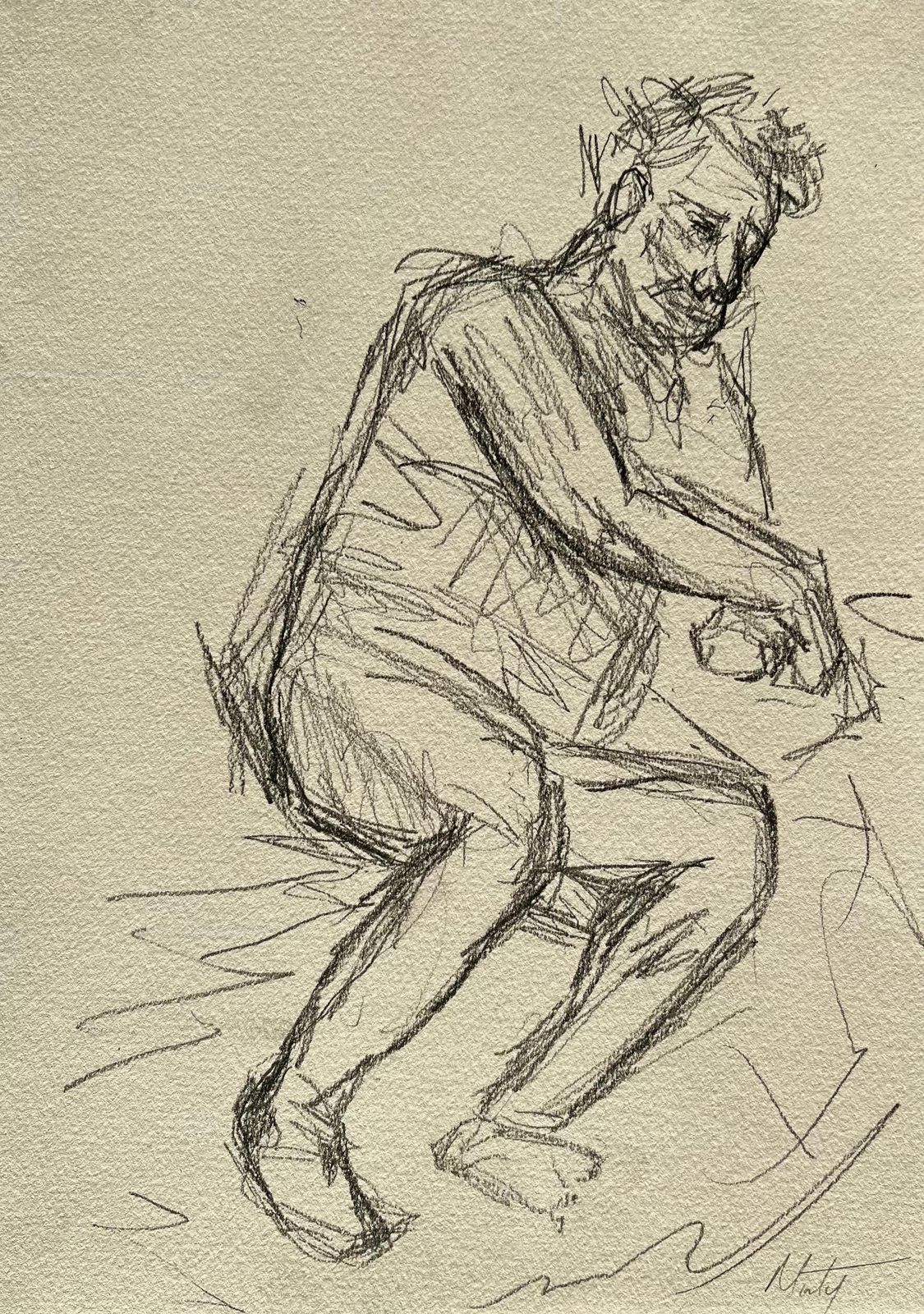 Minty Ramseyreclining Nude Male Figure Sketch In Pencil On Paper2025