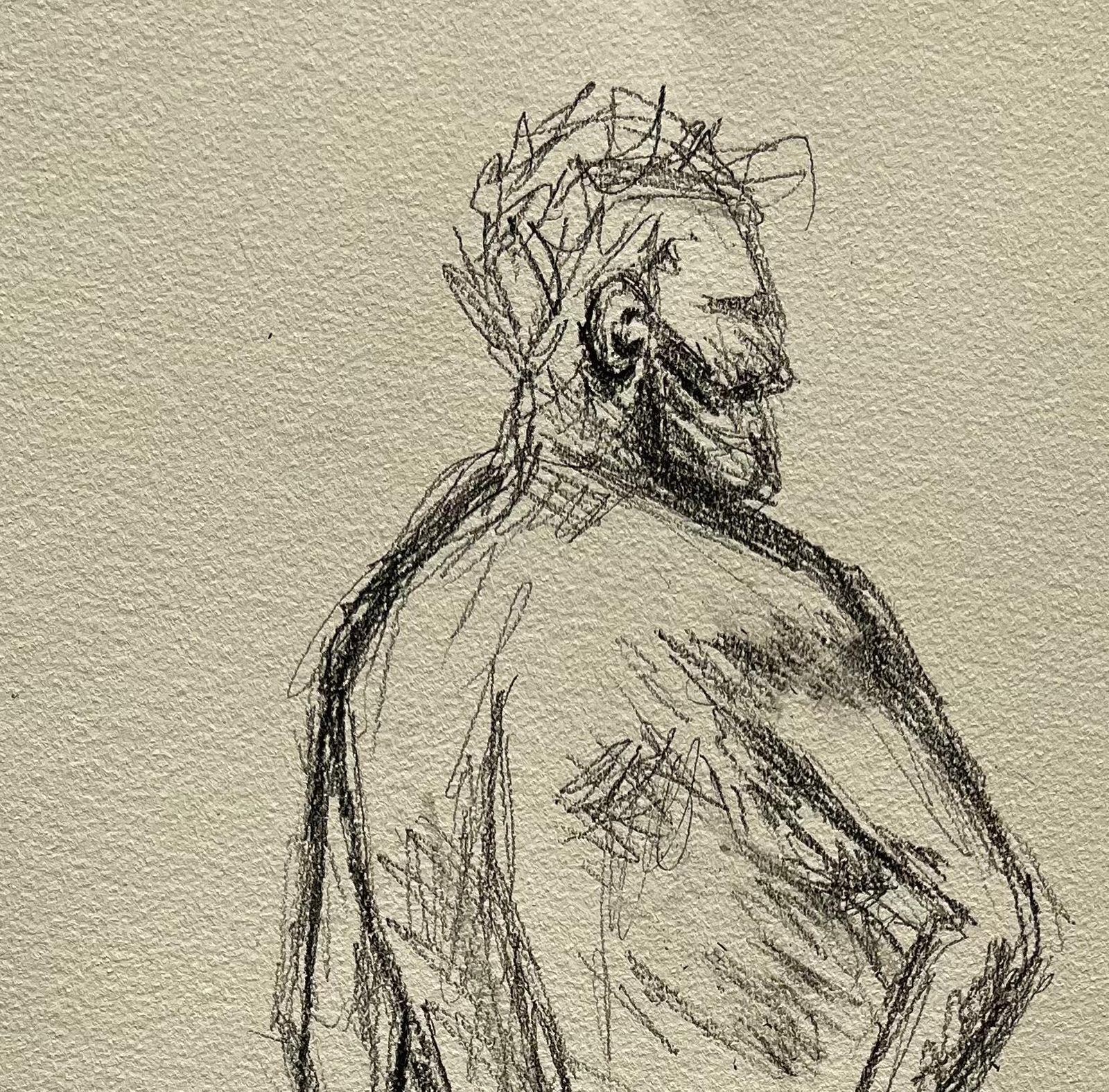 Minty Ramseystanding Back View Nude Male Figure Expressive Contemporary Life Drawing2025 photo for sale