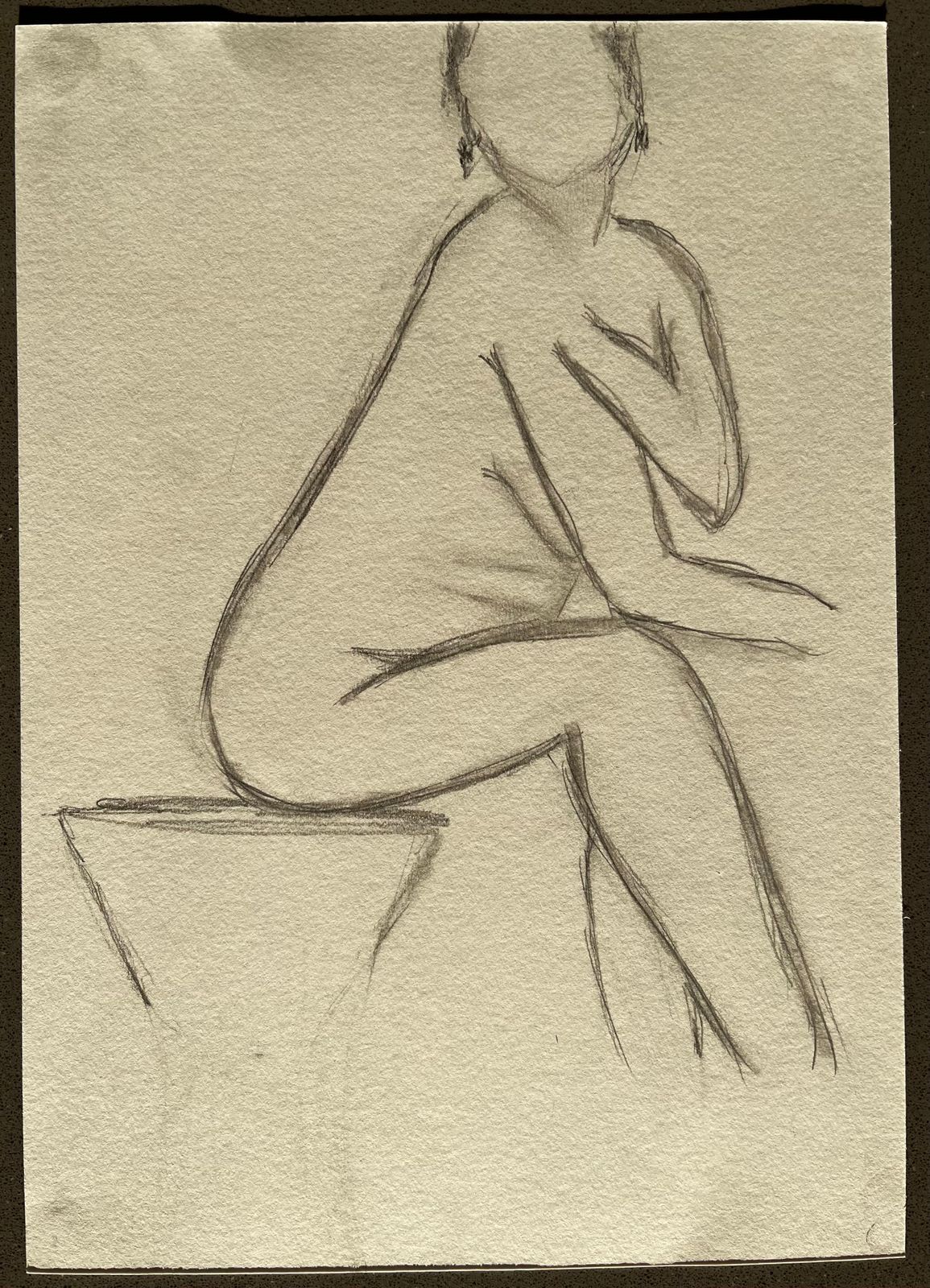 Minty Ramseyseated Nude Female Figure Minimalist Pencil Life Drawing Contemporary Gesture2025 photo furniture