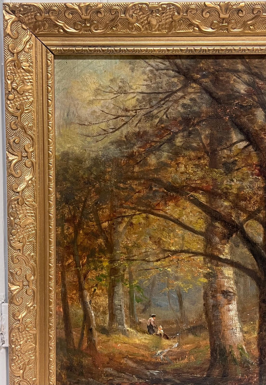 W Pettingale (19th Century)signed Victorian Oil Painting Gathering Firewood Autumn Woodland Pathway photo Art