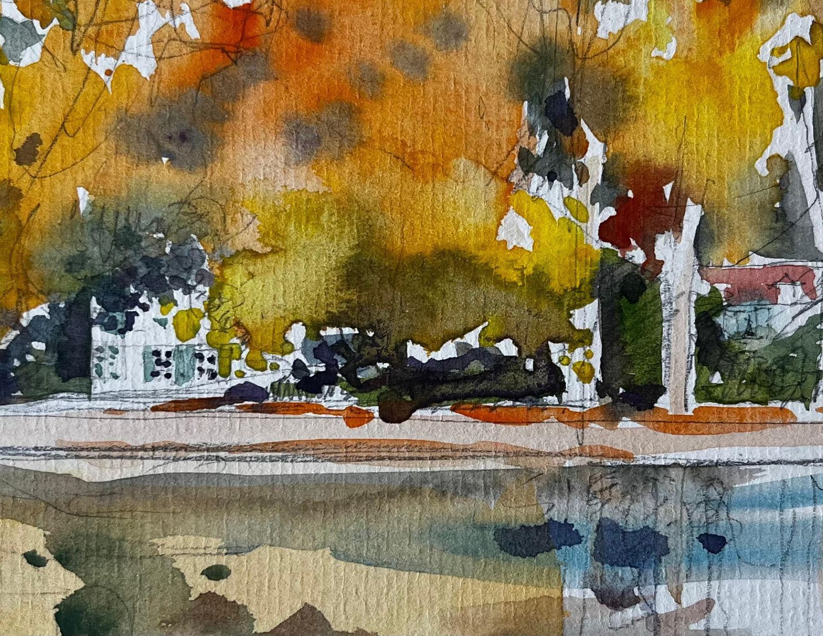 Pierre Neveuautumn Trees Lakeside Reflections Riverside House Golden Foliage Landscape photo buy