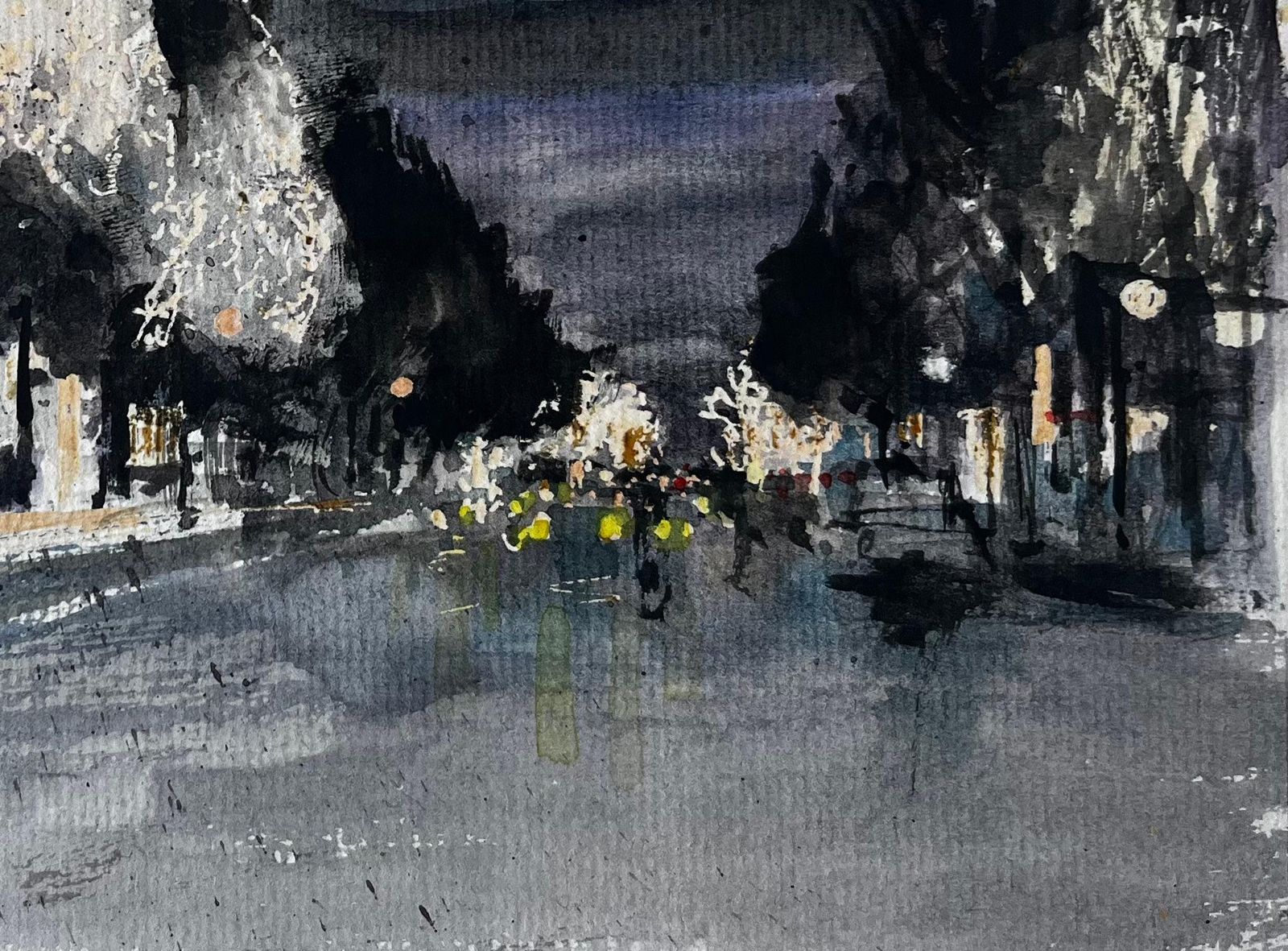 Pierre Neveuparis Eiffel Tower Night Street Scene Figures Winter Trees City Lights photo 636.0