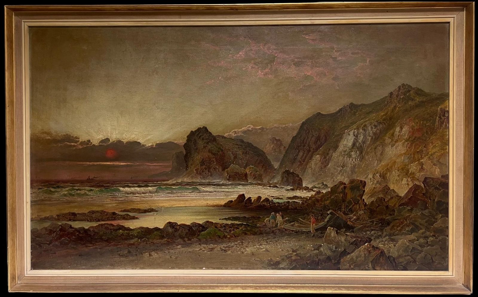 English School (19th Century)huge Victorian 1880's English Coastal Shipwreck Dramatic Seascape Signed Oil1884