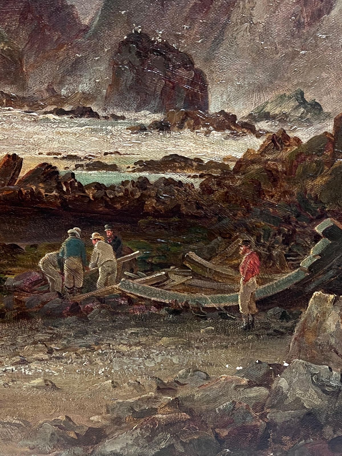photo furniture English School (19th Century)huge Victorian 1880's English Coastal Shipwreck Dramatic Seascape Signed Oil1884
