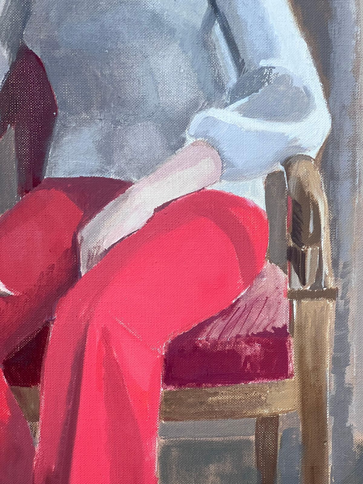 Laure Noetzin Azam (French 1929 2024)fine 20th Century French Modernist Oil Painting Girl In Red Trousers photo Art