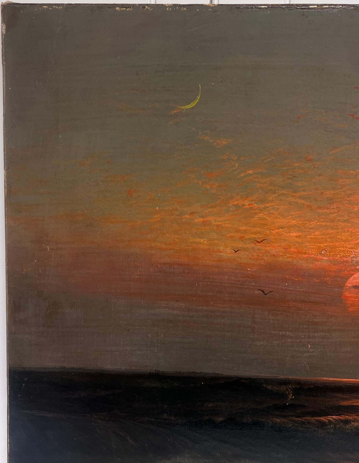 Charles Websterfine Very Large 19th Century English Marine Oil Painting Wreckers Sunset Coast1870's photo buy