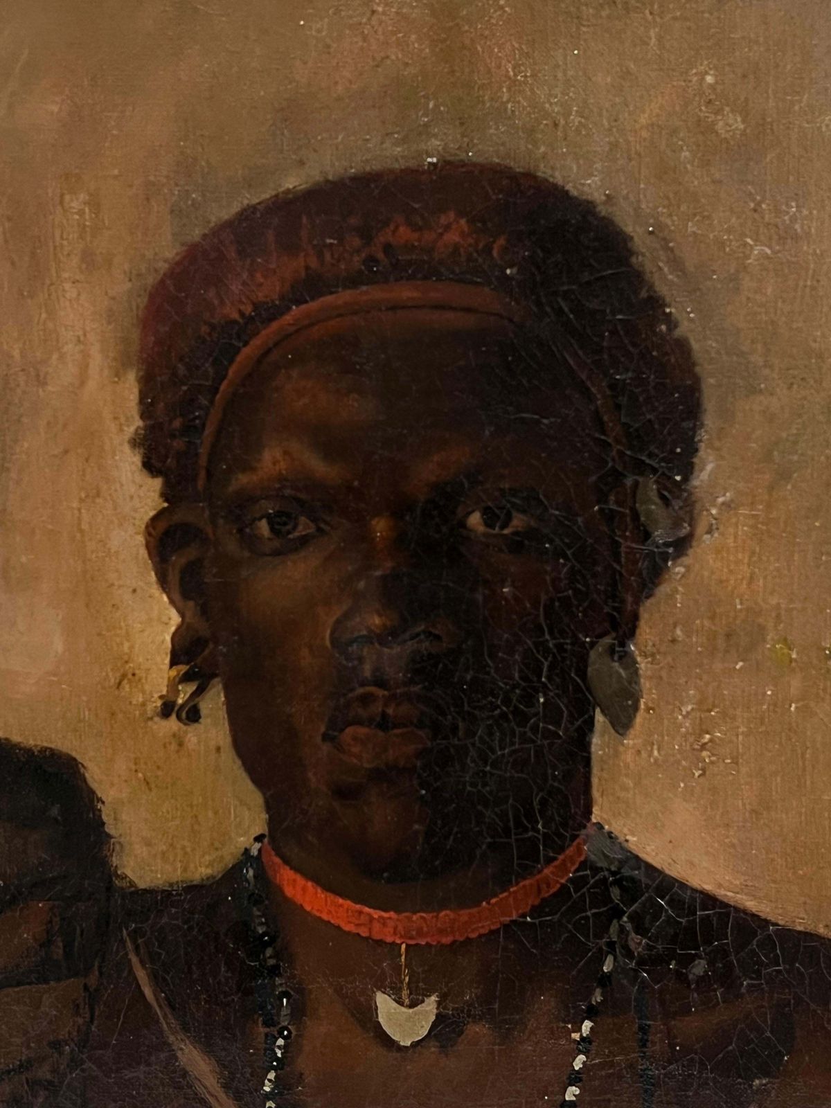 British Schoolantique Signed British Oil Painting Portrait Of A Warrior With A Spear photo vinterior