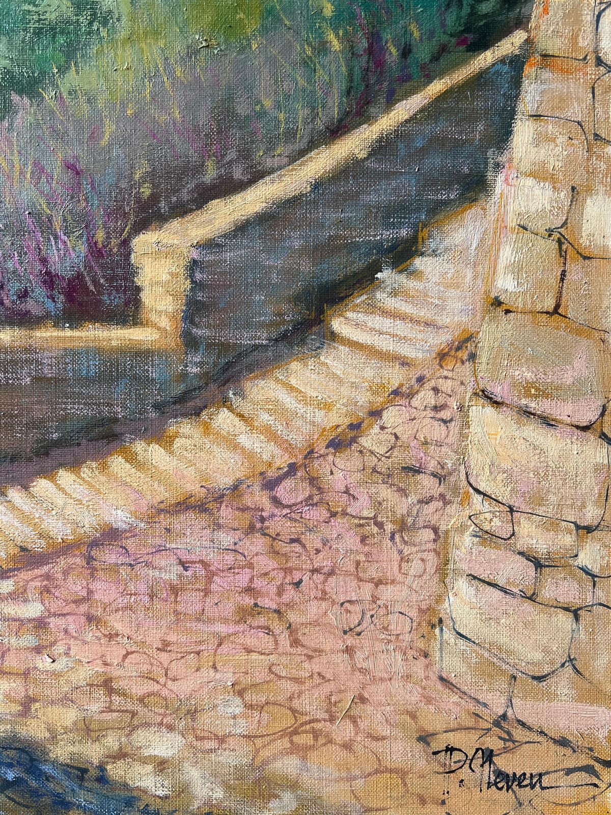 Pierre Neveusunlit Hillside Village With Stone Path And Golden Homes Vue French Oil Painting photo buy