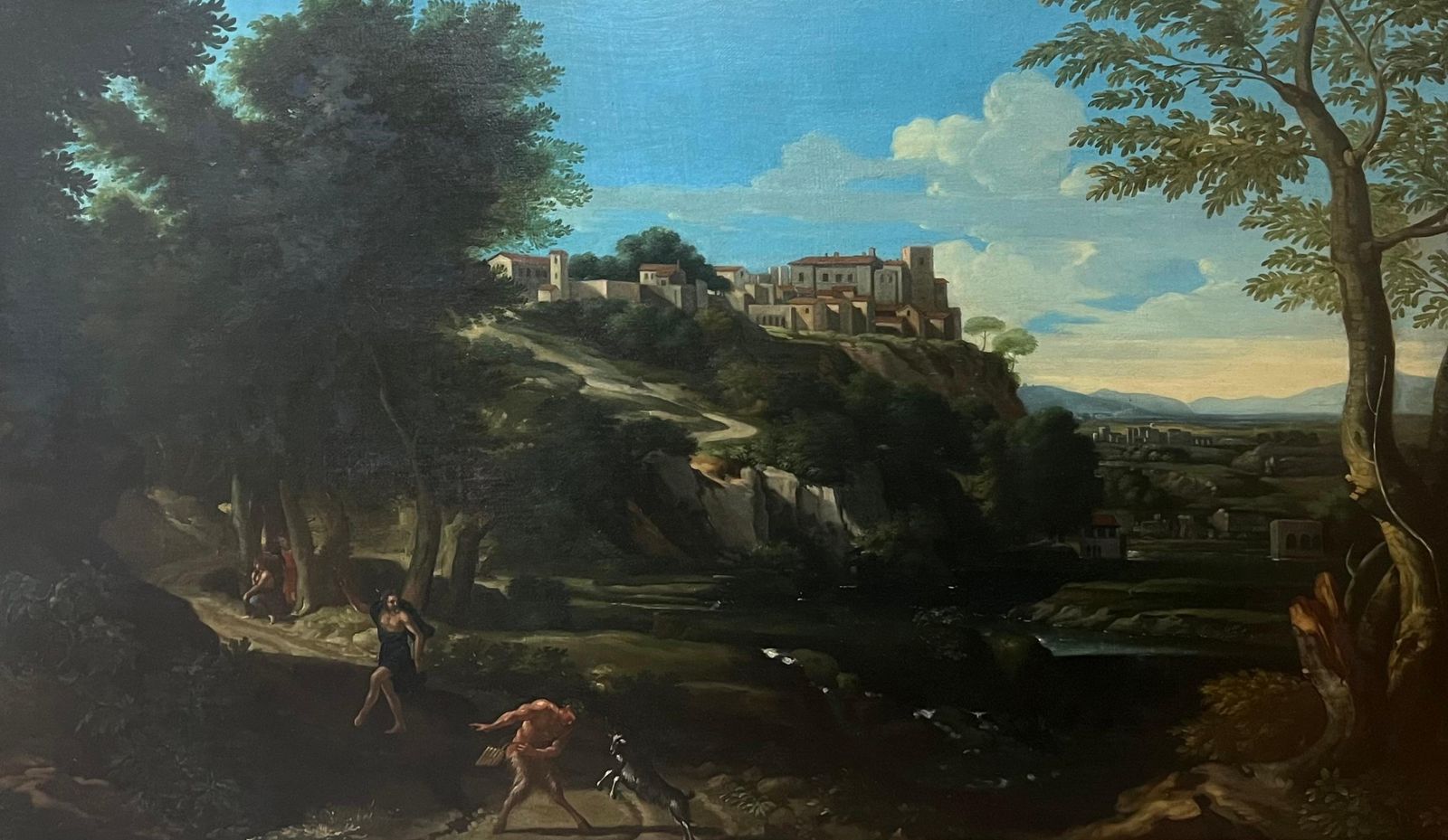Fine 18th Century Italian Classical Huge Oil Painting Figures Animals Landscape photo vintage