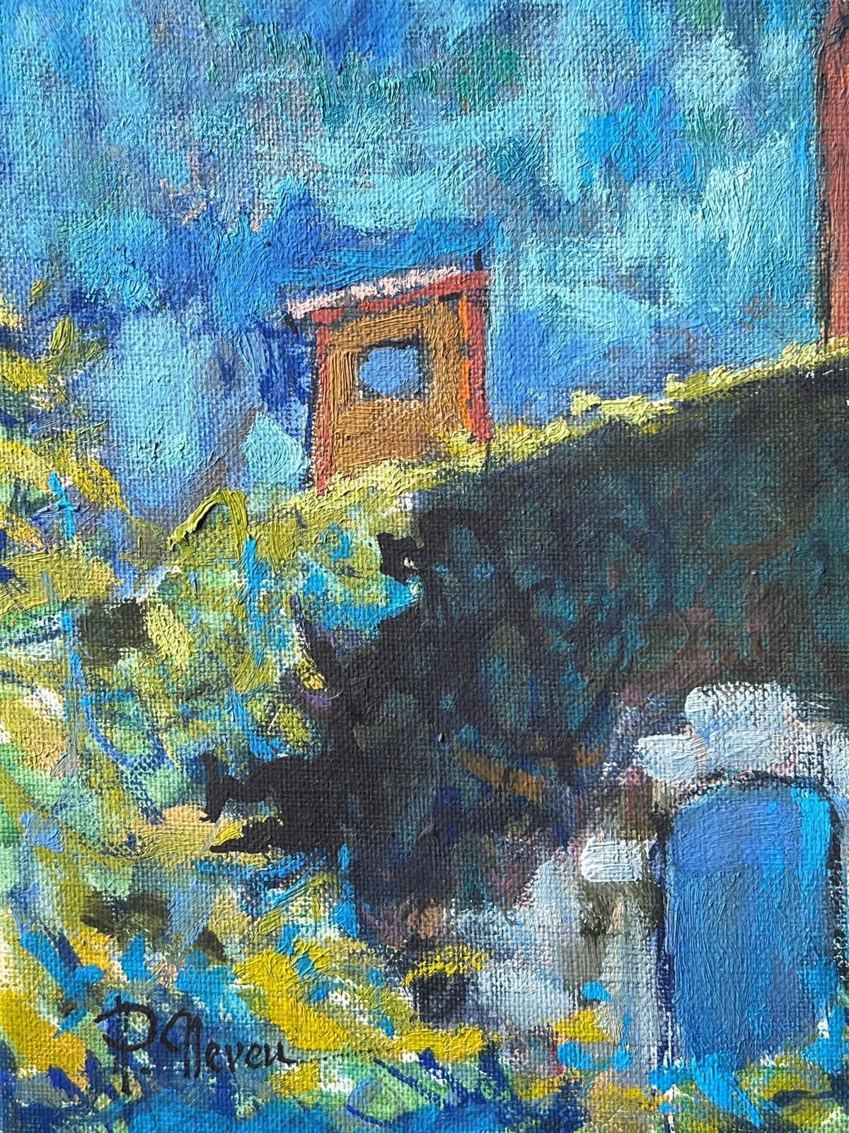 Pierre Neveusunny Rooftop View With Stone Arch And Blue Sky Above A Town French Oil Painting photo vinterior